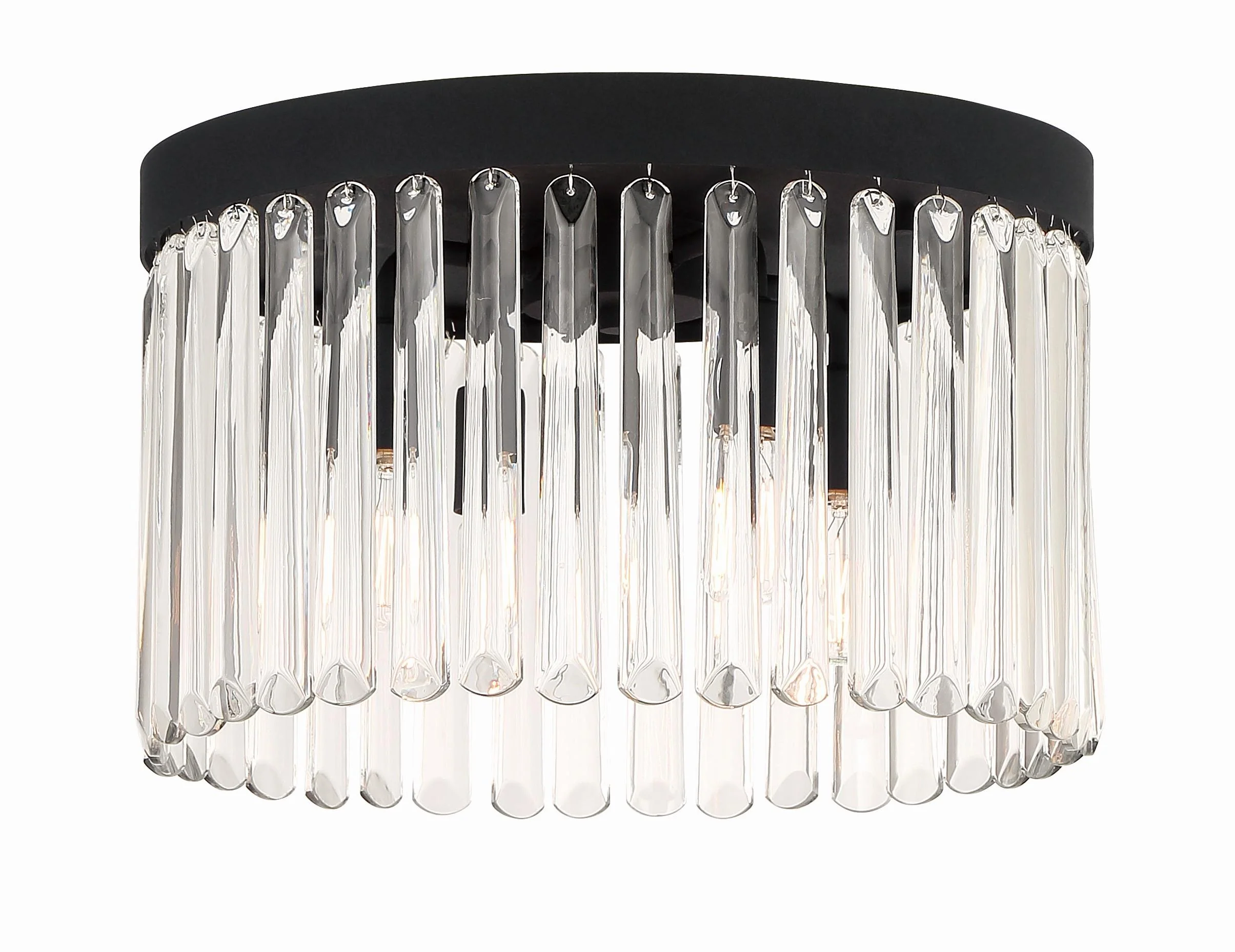 Crystorama Emory 15'' Black Forged Flush Mount