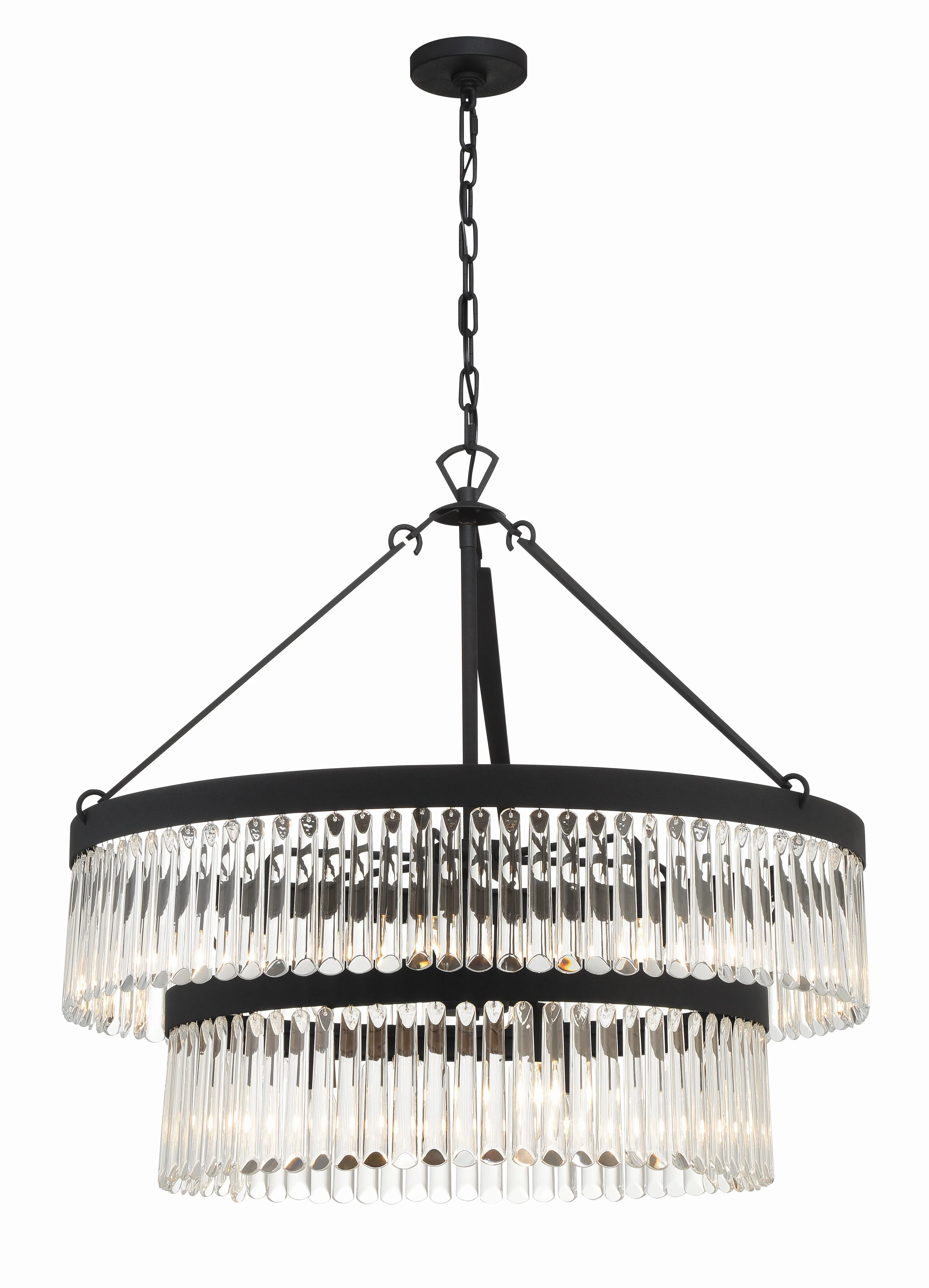 Crystorama Emory 32'' Black Forged Chandelier