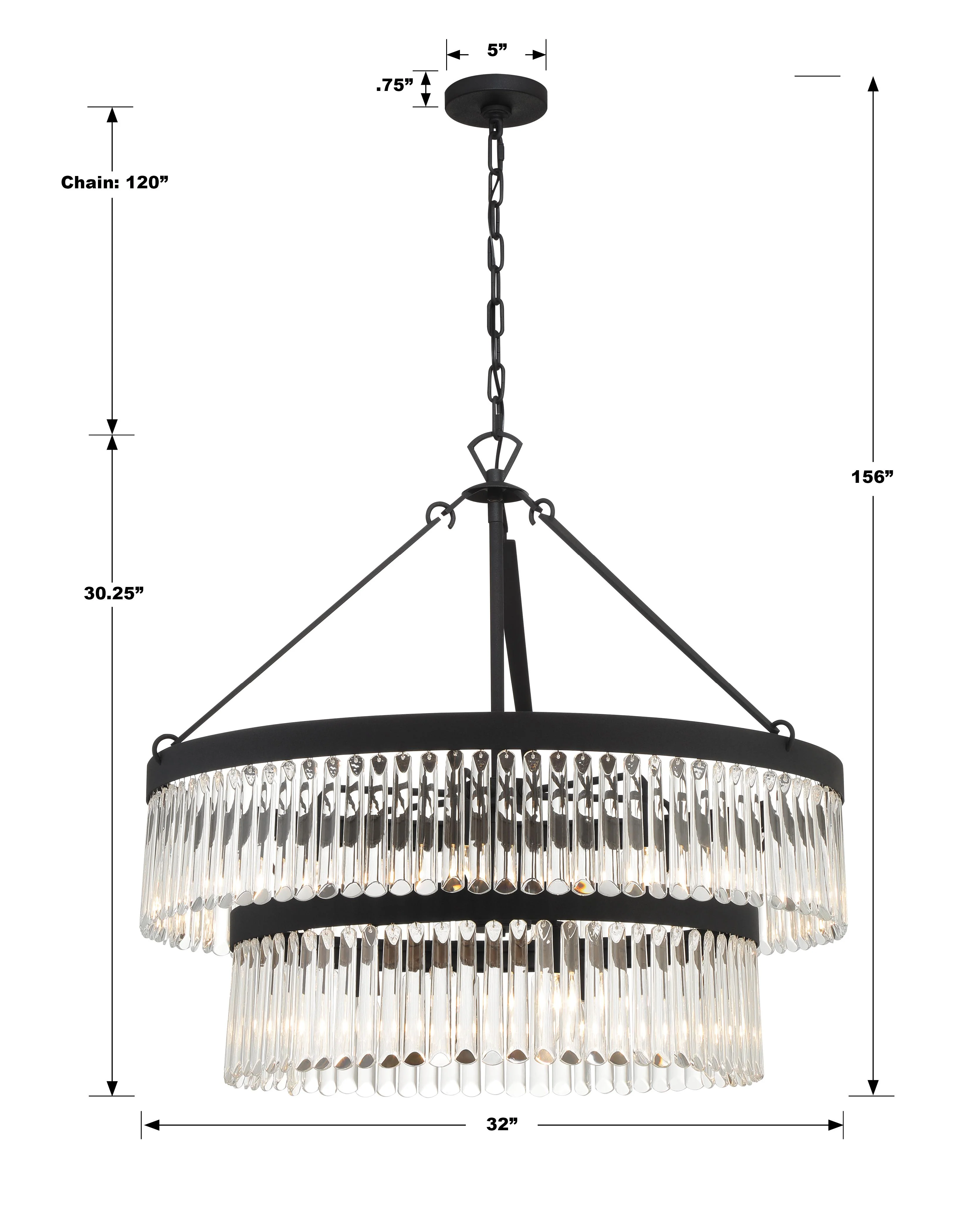 Crystorama Emory 32'' Black Forged Chandelier - Image 6