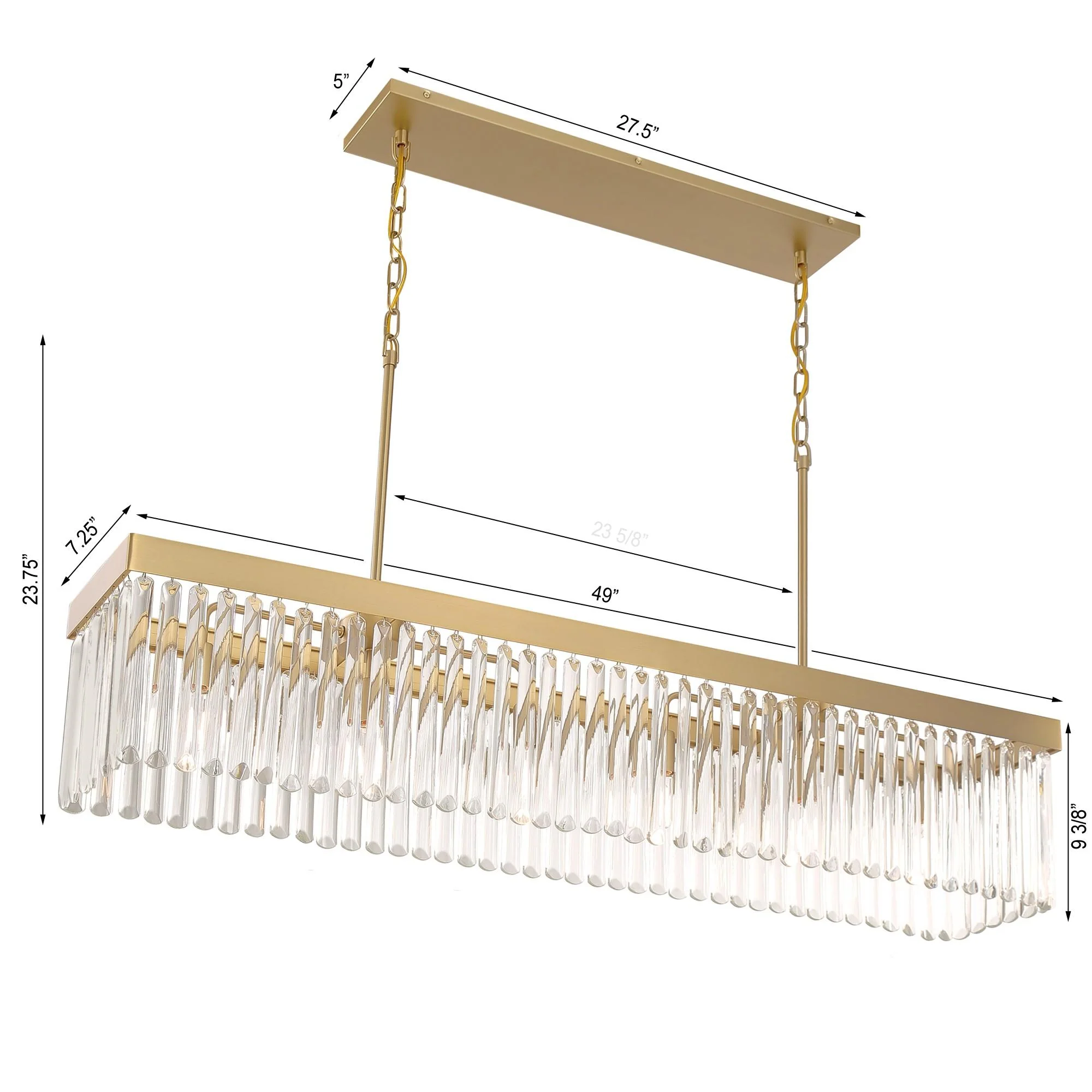 Crystorama Emory 49'' Modern Gold Linear Chandelier - Image 7