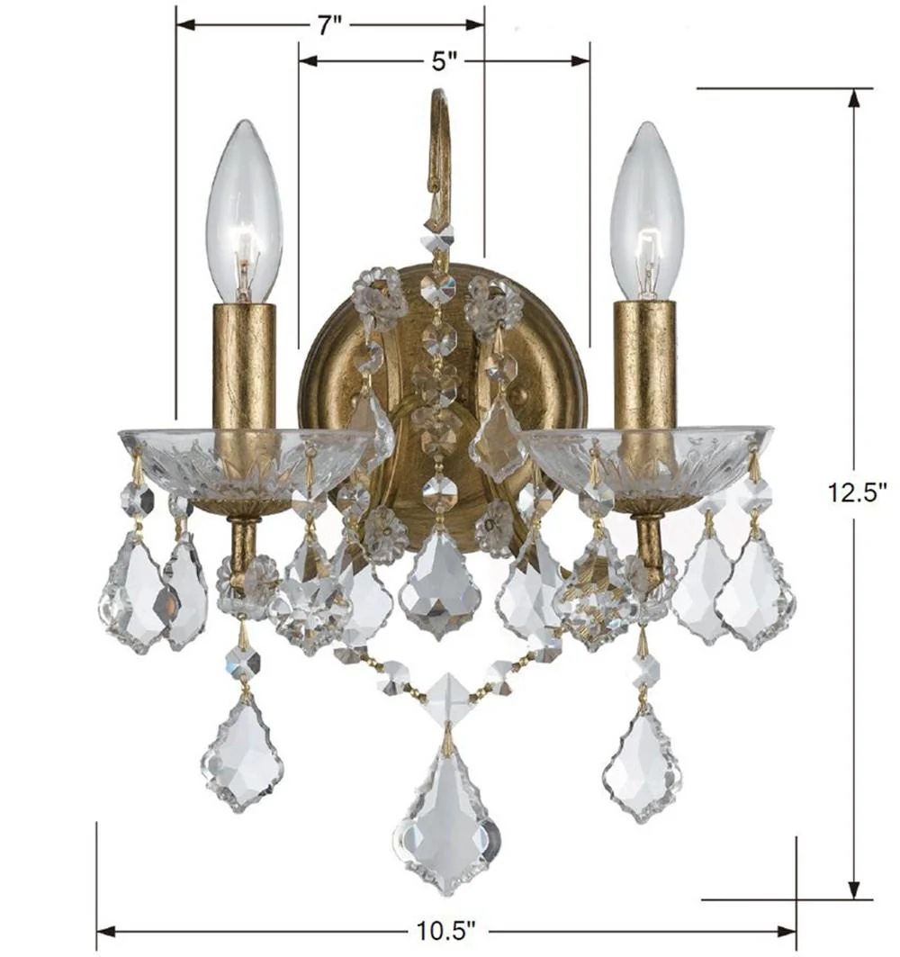 Crystorama Filmore 10.5'' Swarovski Spectra Crystal Antique Gold Sconce - Image 5