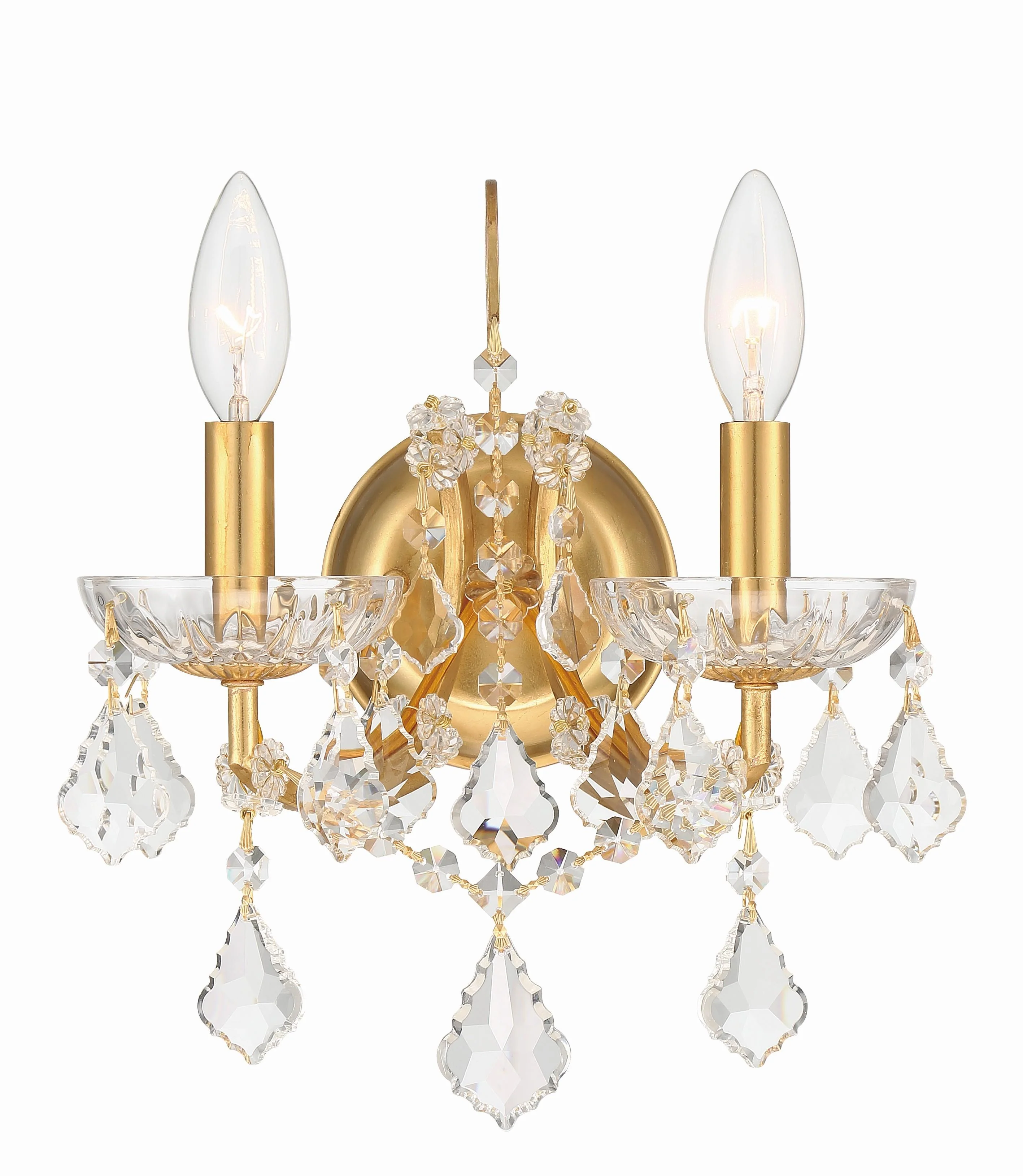 Crystorama Filmore 10.5'' Swarovski Strass Crystal Antique Gold Sconce