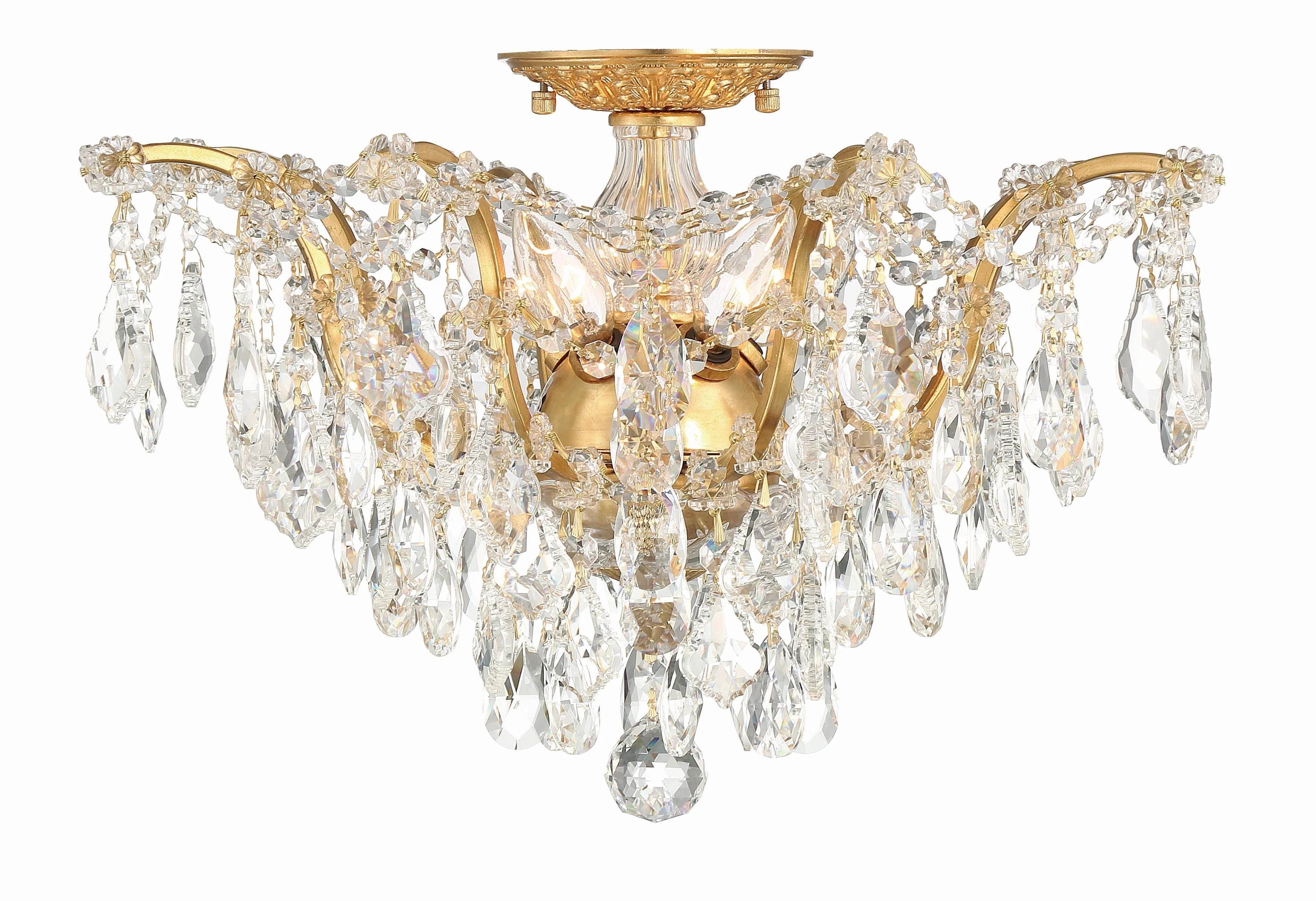 Crystorama Filmore 19'' Hand Cut Crystal Antique Gold Semi Flush Mount - Image 3