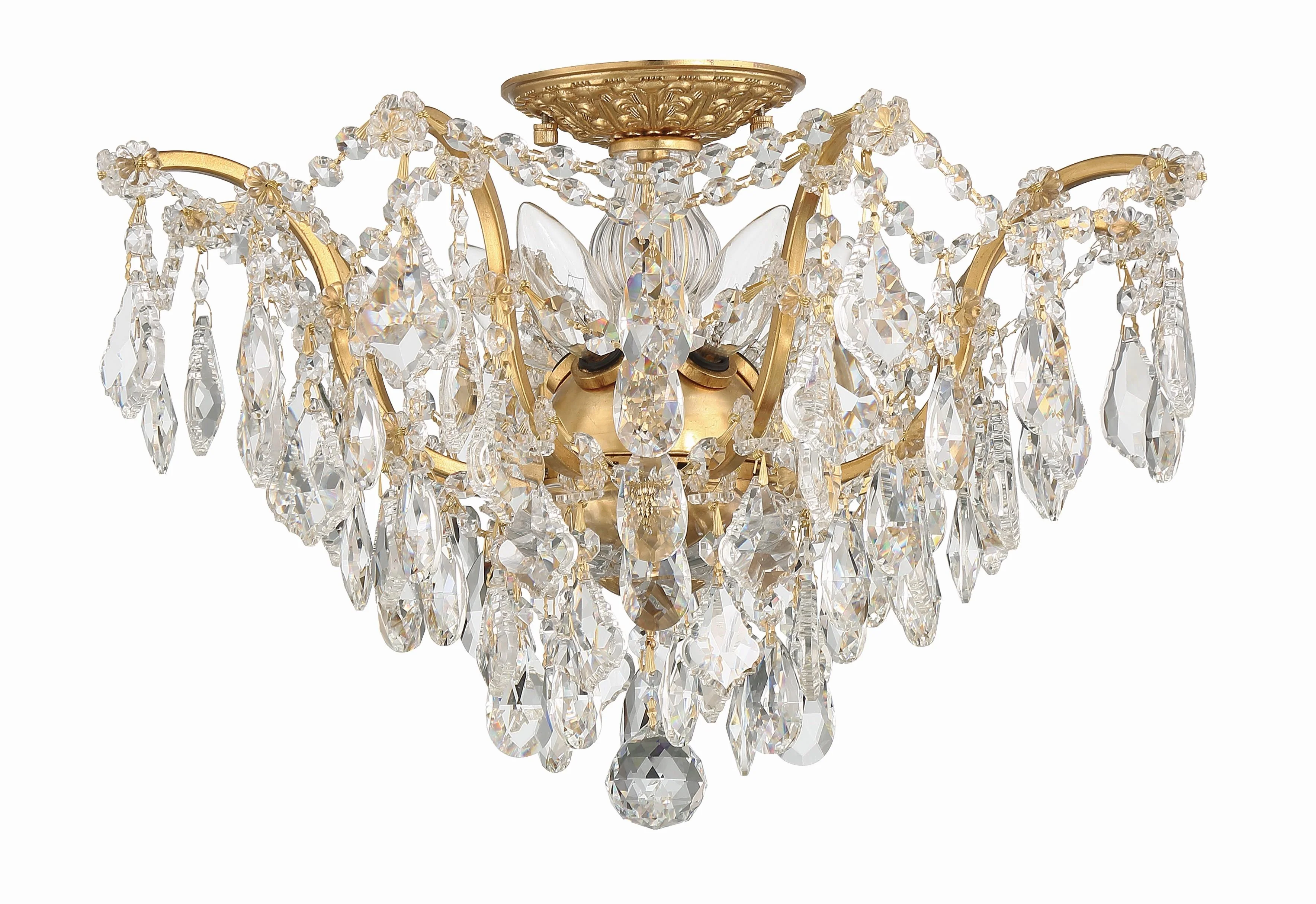Crystorama Filmore 19'' Hand Cut Crystal Antique Gold Semi Flush Mount - Image 4