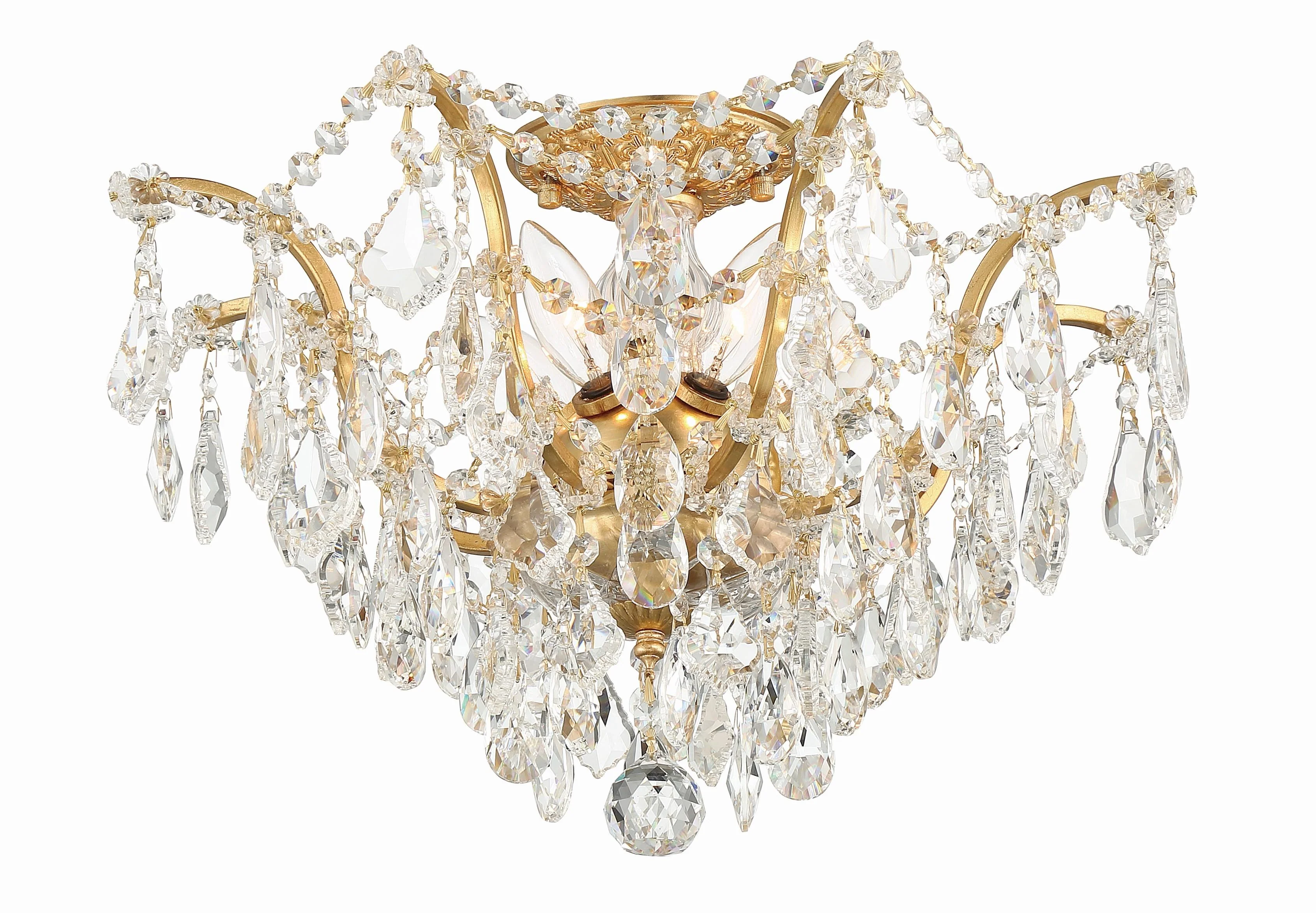 Crystorama Filmore 19'' Hand Cut Crystal Antique Gold Semi Flush Mount - Image 5