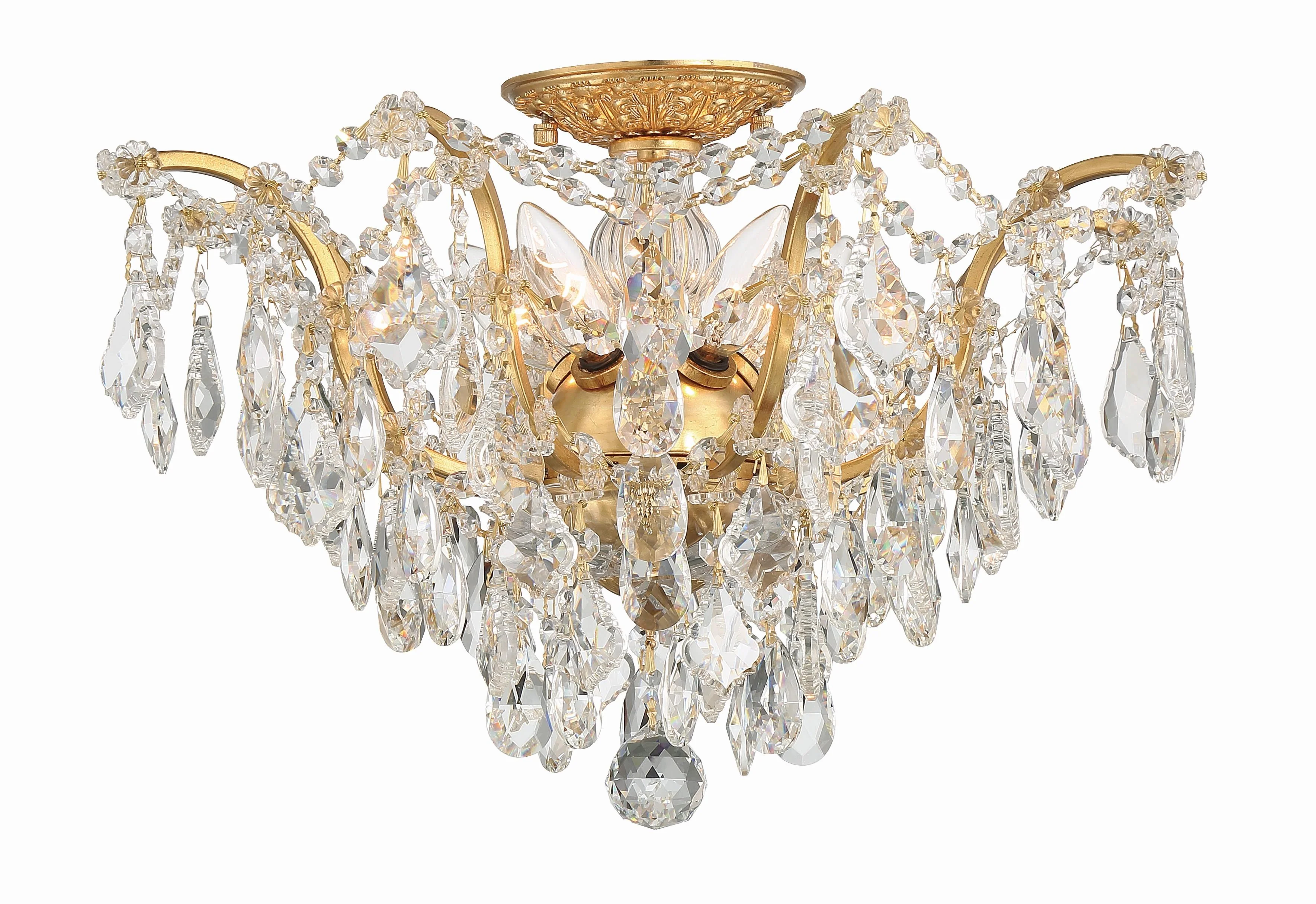 Crystorama Filmore 19'' Swarovski Spectra Crystal Antique Gold Semi Flush Mount
