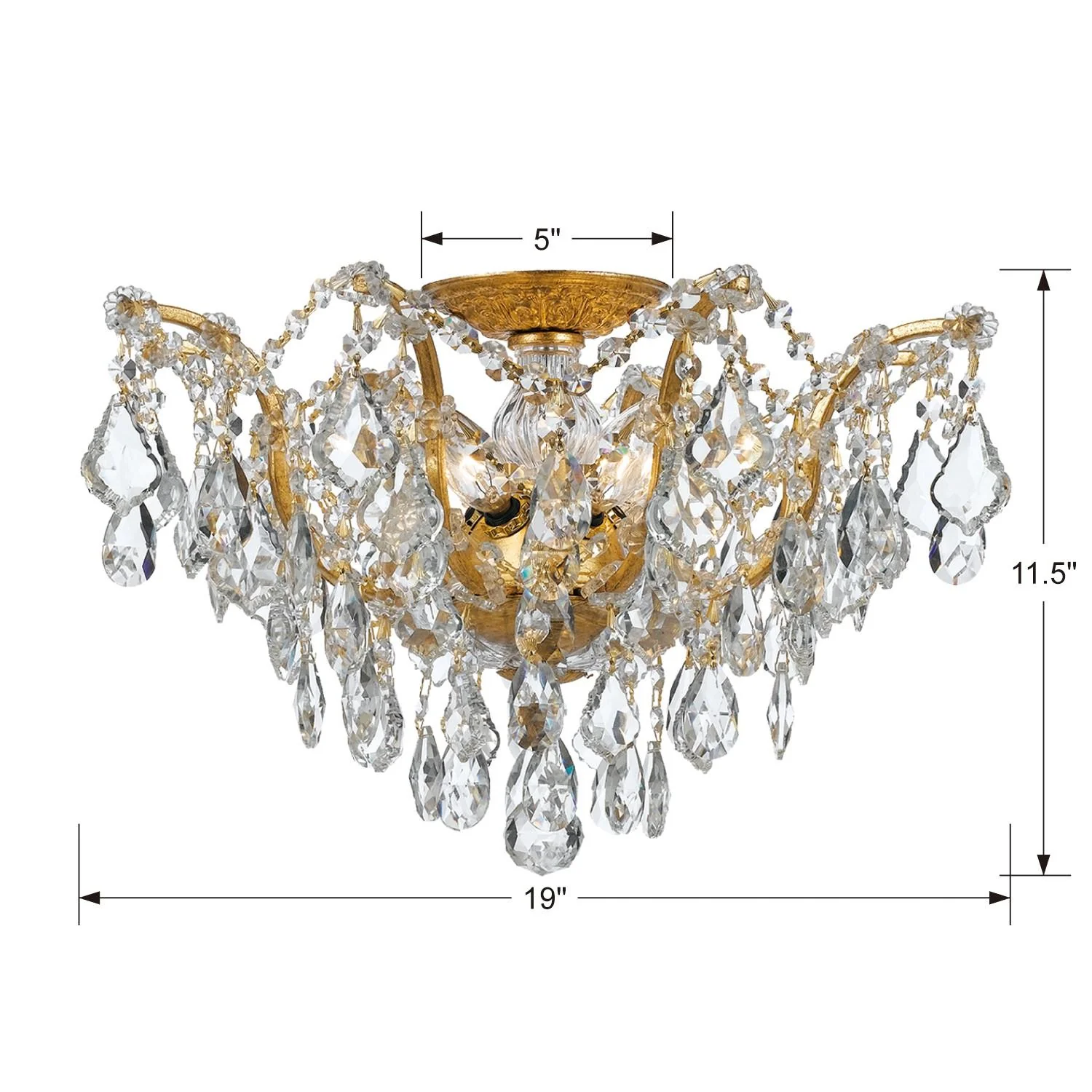 Crystorama Filmore 19'' Swarovski Spectra Crystal Antique Gold Semi Flush Mount - Image 7