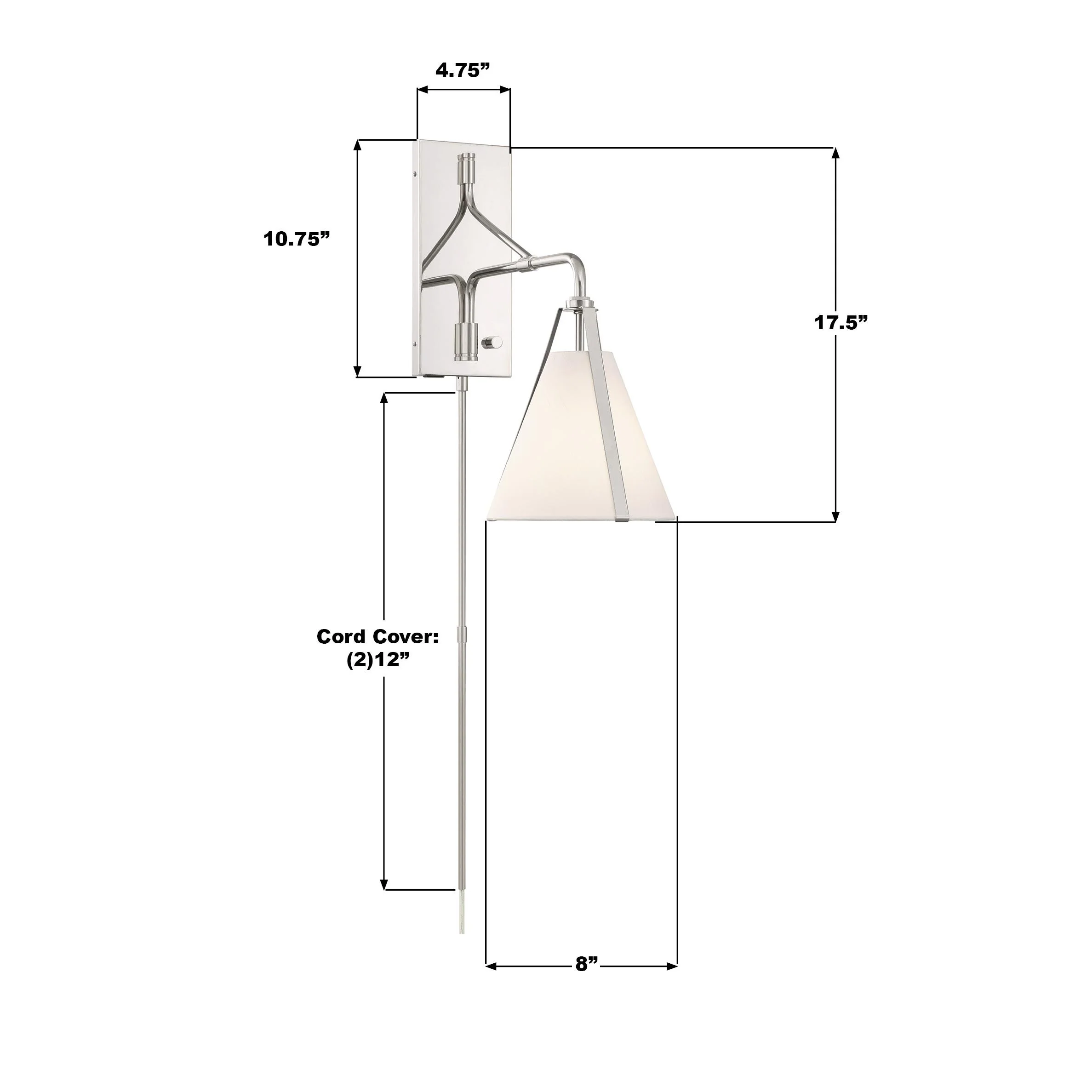 Crystorama Fulton 8'' Polished Nickel Task Sconce - Image 8