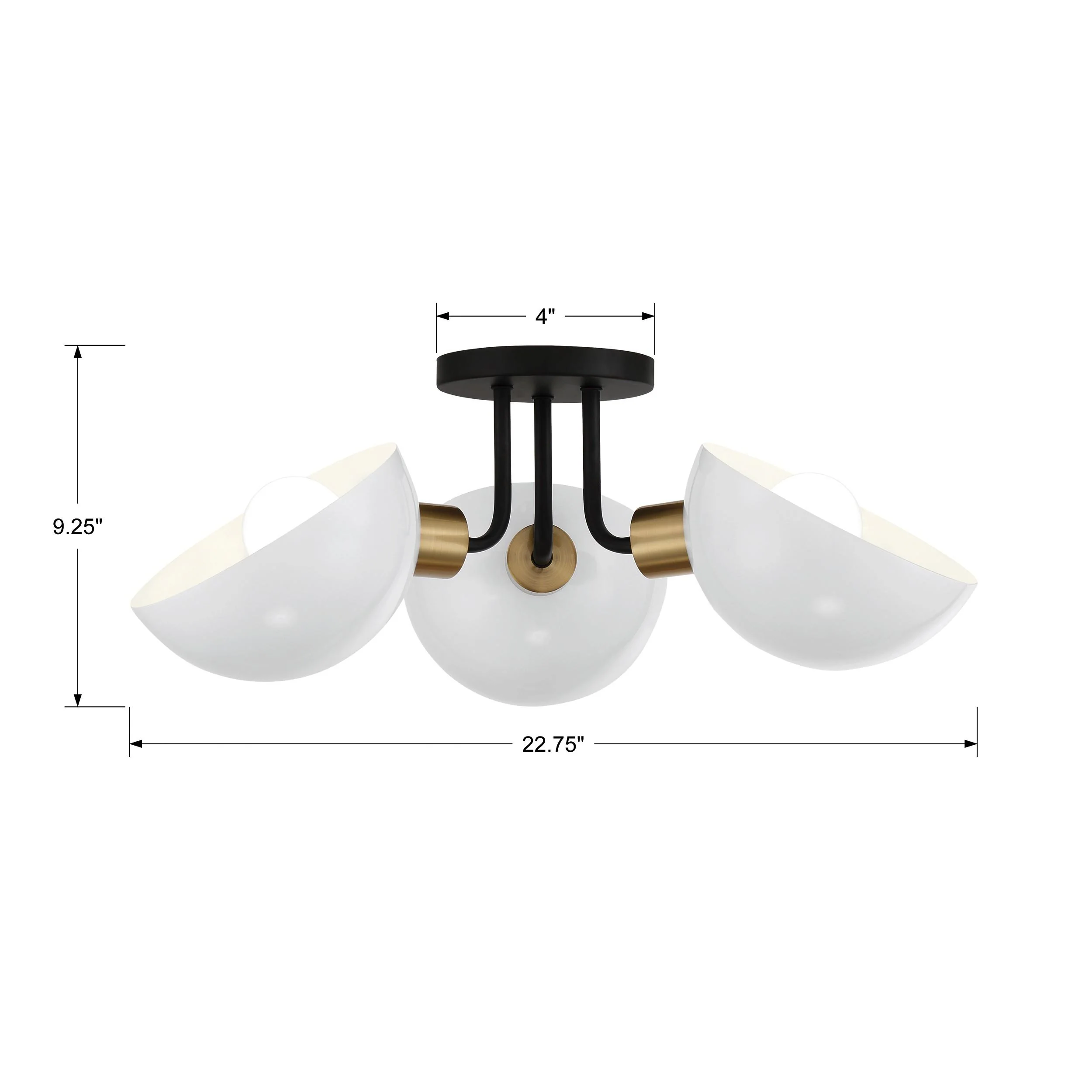 Crystorama Gigi 22.75'' Black + Aged Brass Semi Flush Mount - Image 5