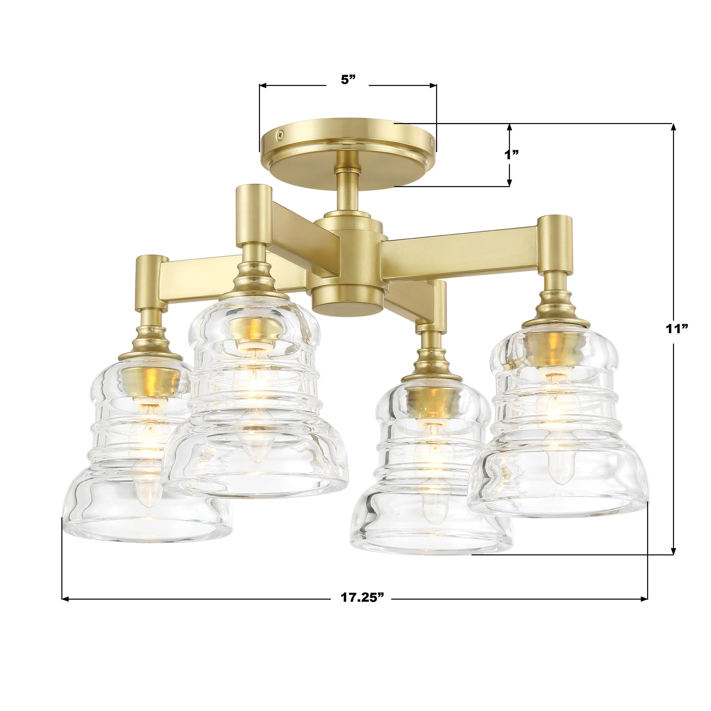Crystorama Gregory 17.25'' Aged Brass Semi Flush Mount - Image 7