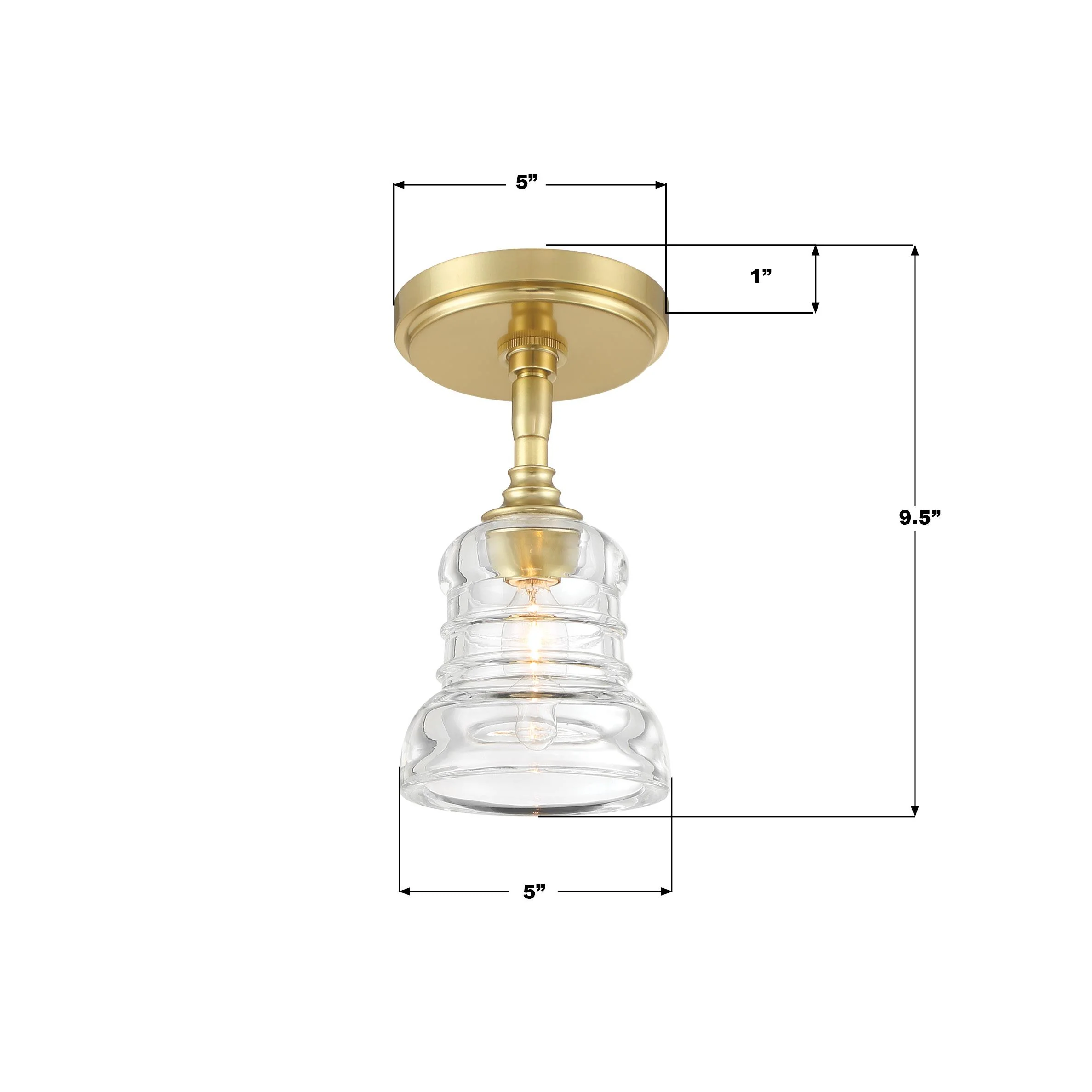 Crystorama Gregory 5'' Aged Brass Semi Flush Mount - Image 8