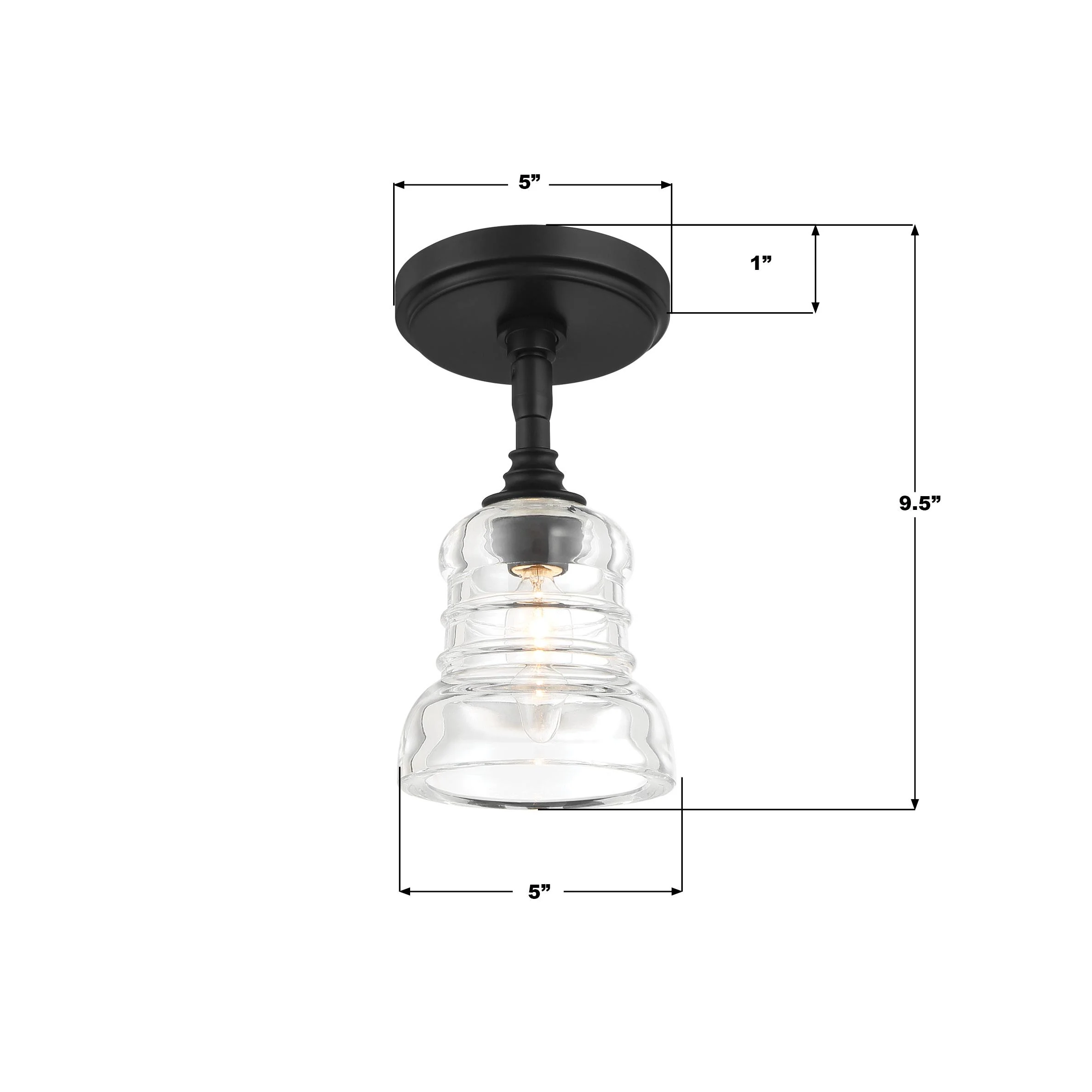 Crystorama Gregory 5'' Matte Black Semi Flush Mount - Image 7