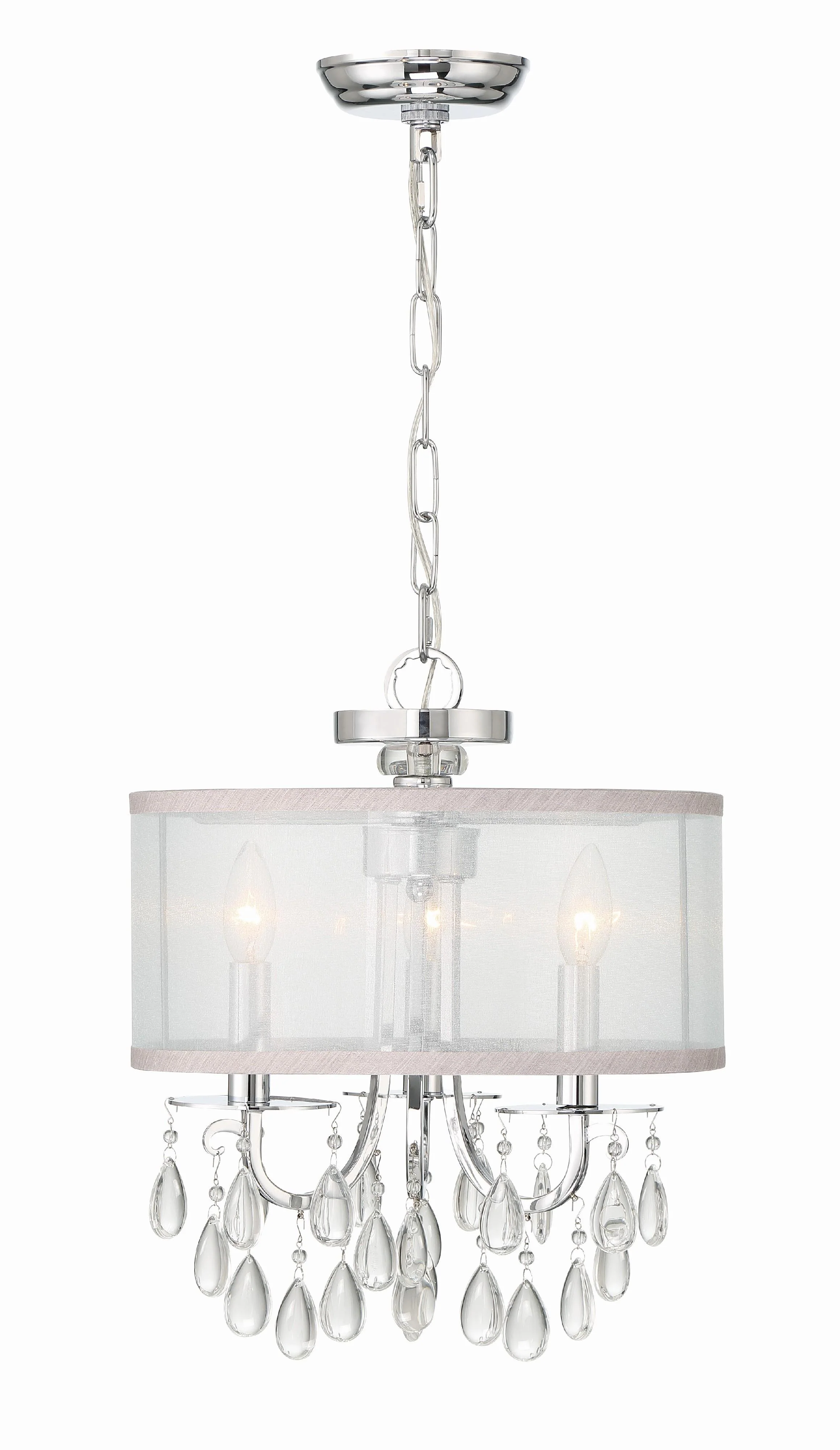 Crystorama Hampton 14'' Drum Shade Polished Chrome Chandelier