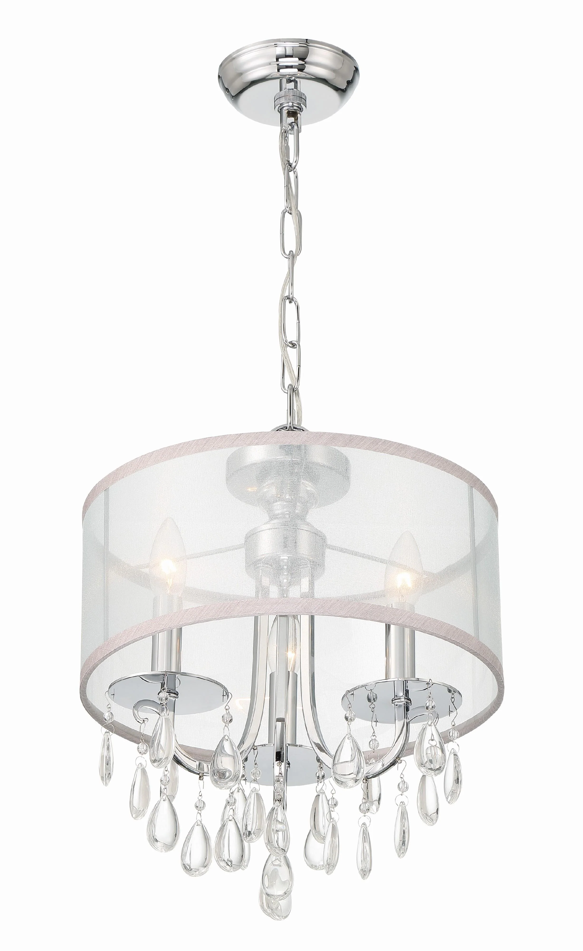Crystorama Hampton 14'' Drum Shade Polished Chrome Chandelier - Image 2