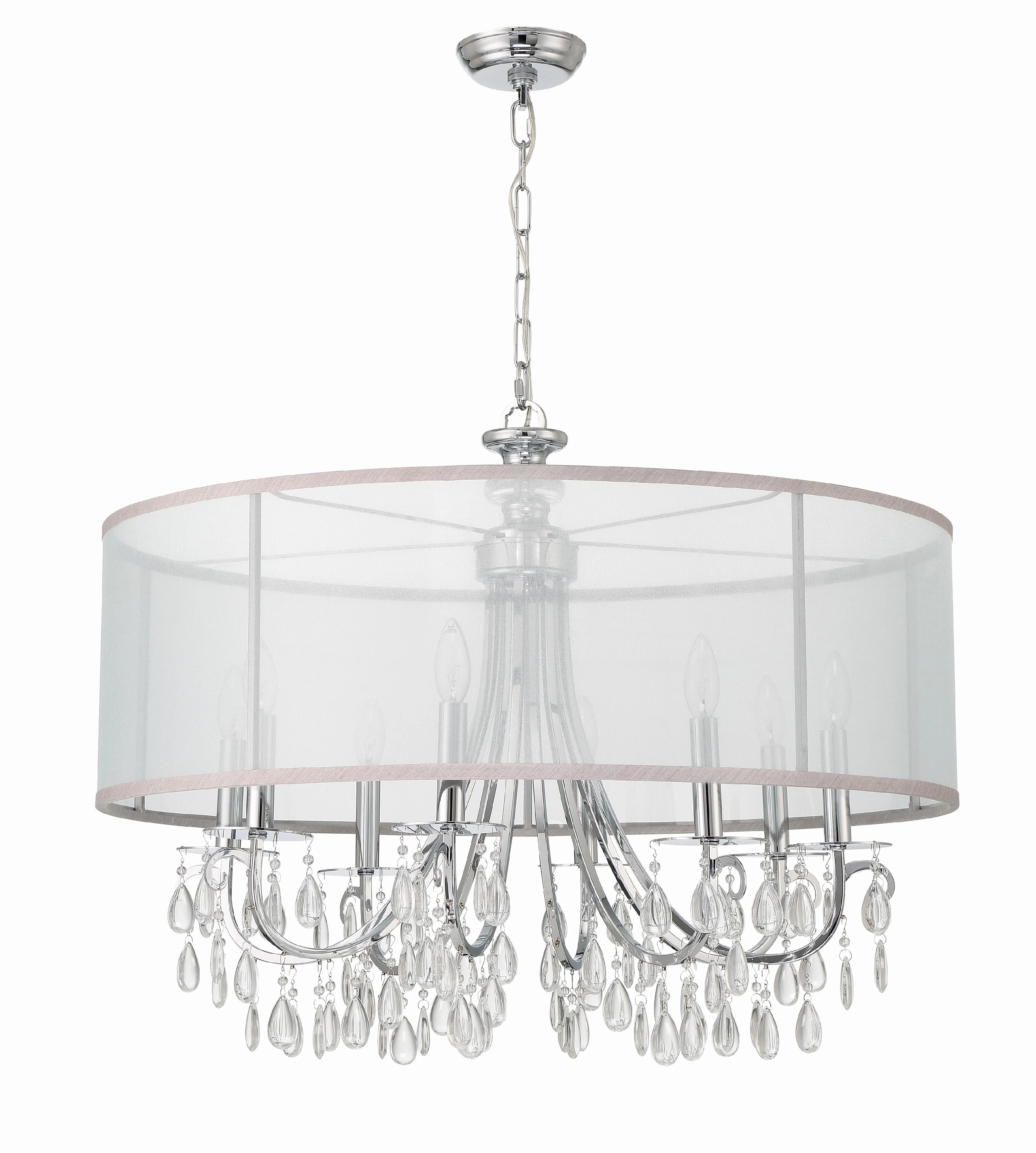 Crystorama Hampton 32'' Drum Shade Polished Chrome Chandelier - Image 2