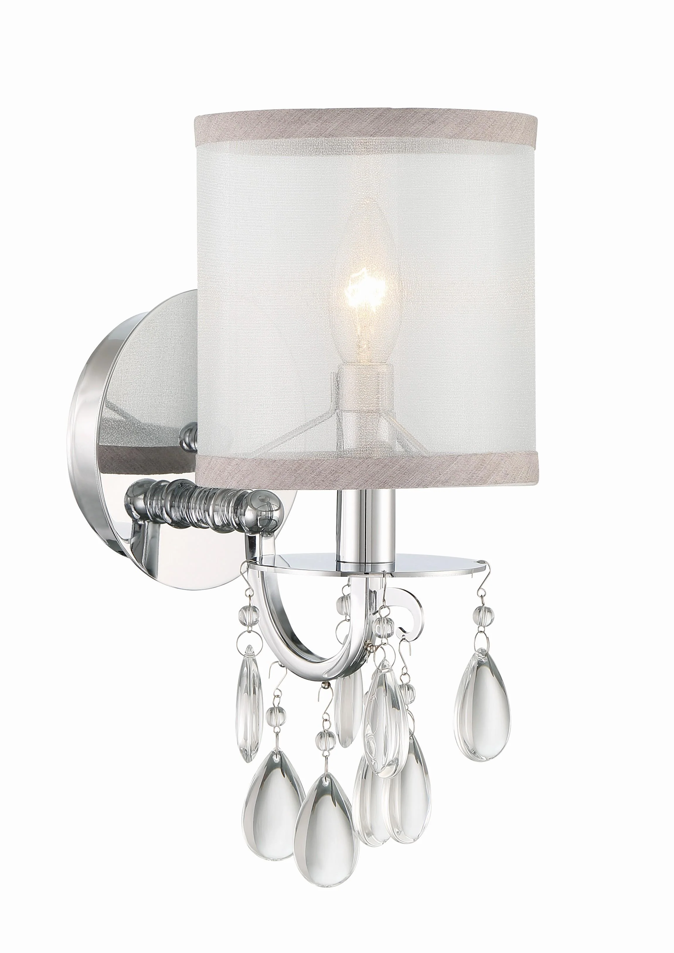 Crystorama Hampton 5.5'' Drum Shade Polished Chrome Sconce