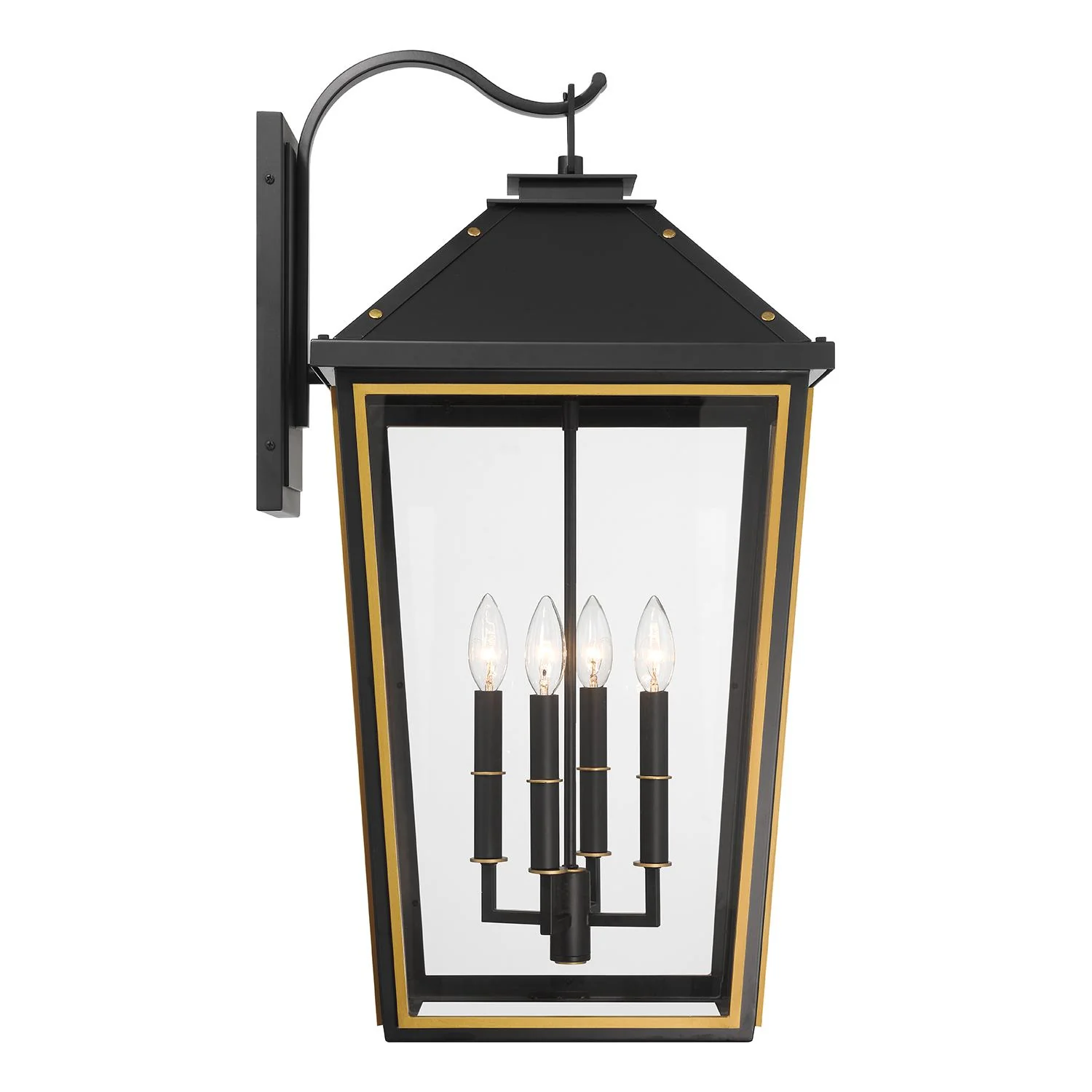 Crystorama Hawkins 15'' Matte Black + Textured Gold Outdoor Sconce - Image 4