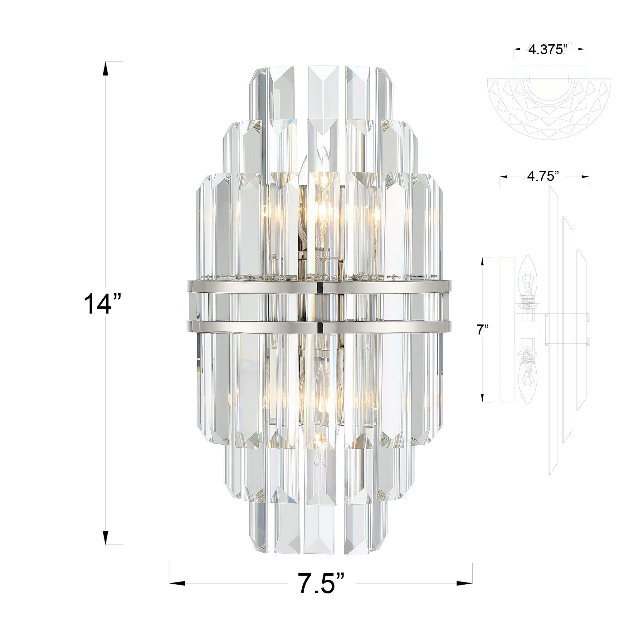 Crystorama Hayes 7.5'' Polished Nickel Sconce - Image 6