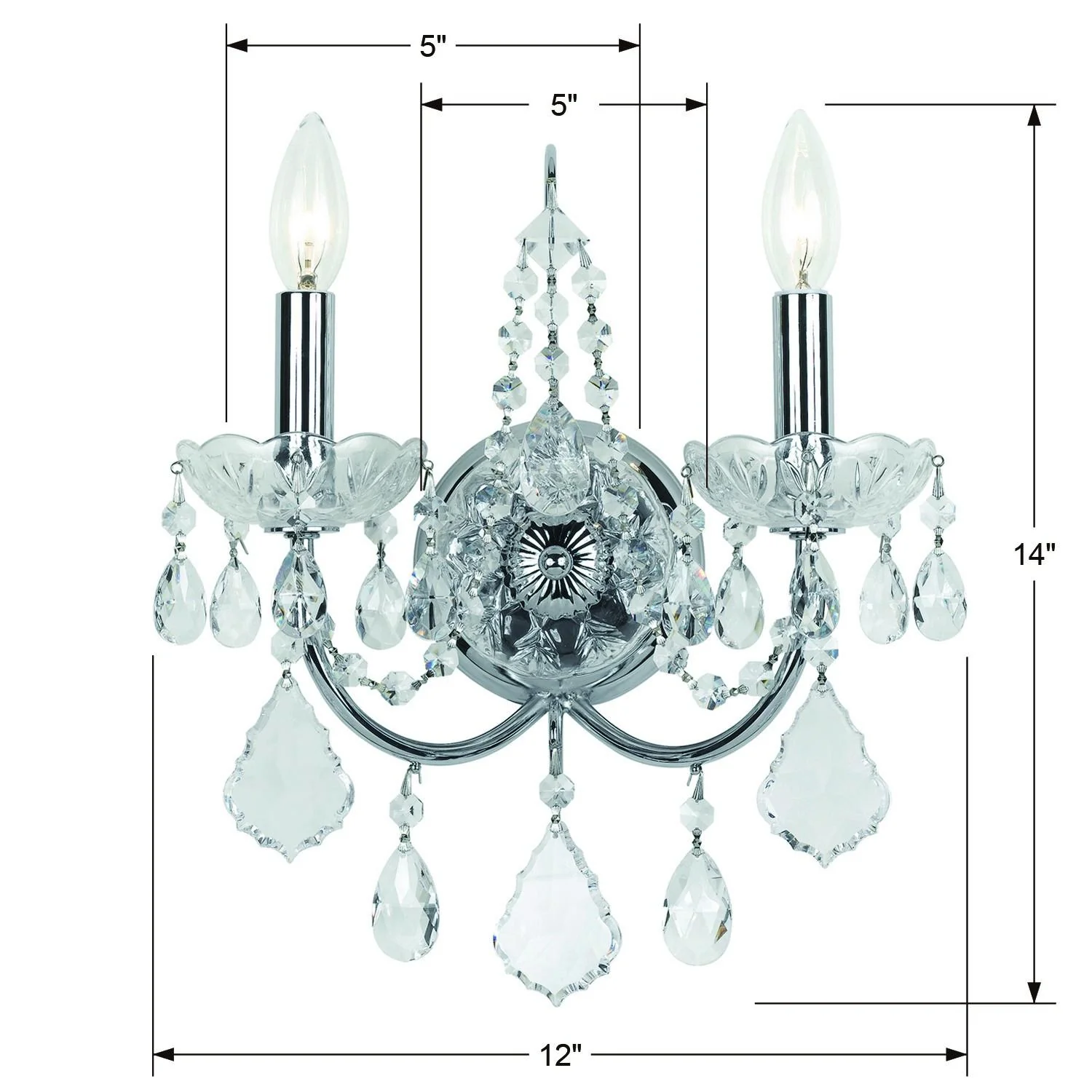 Crystorama Imperial 12'' Swarovski Strass Crystal Polished Chrome Sconce - Image 2
