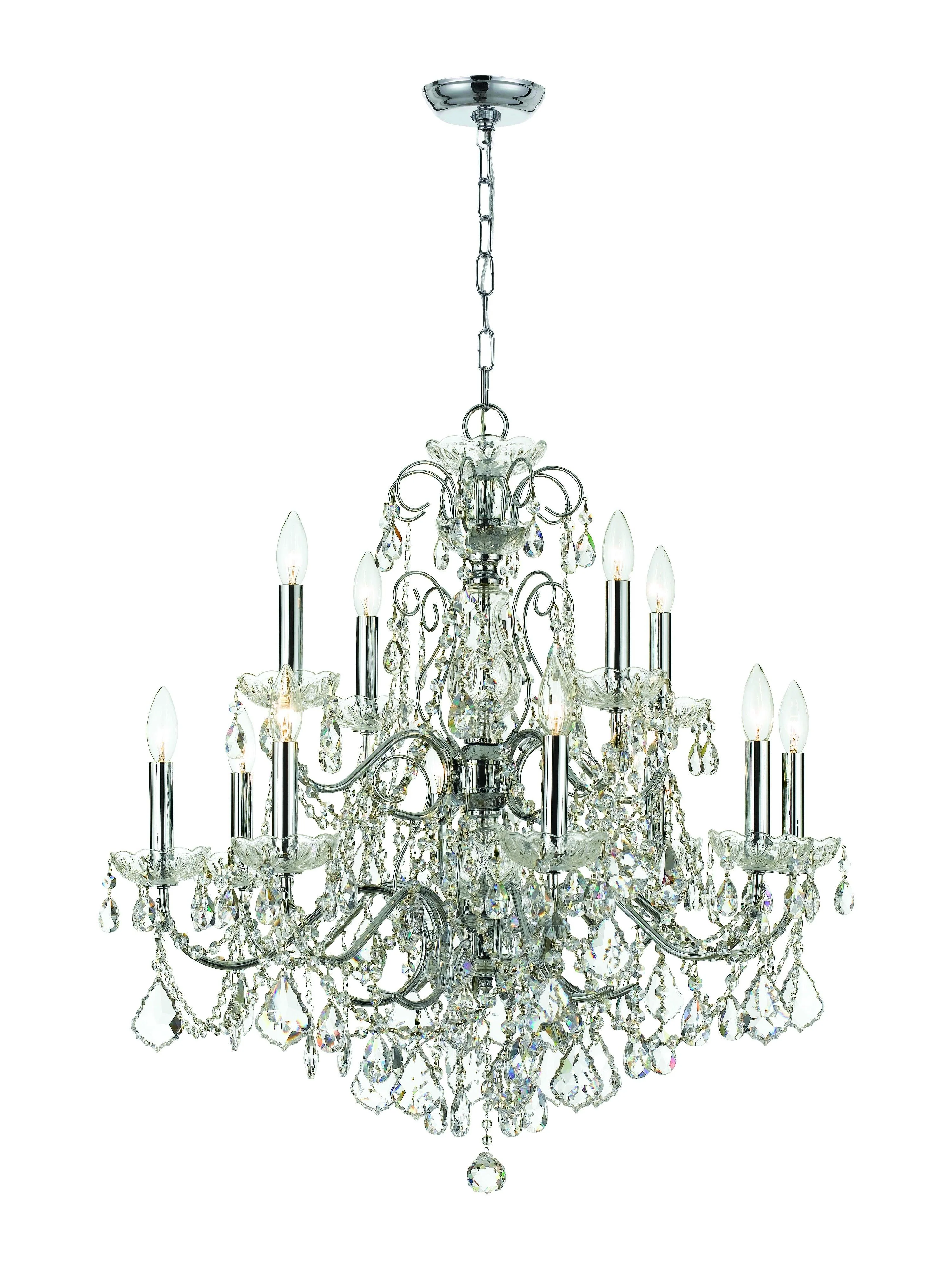 Crystorama Imperial 29.5'' Hand Cut Crystal Polished Chrome Chandelier