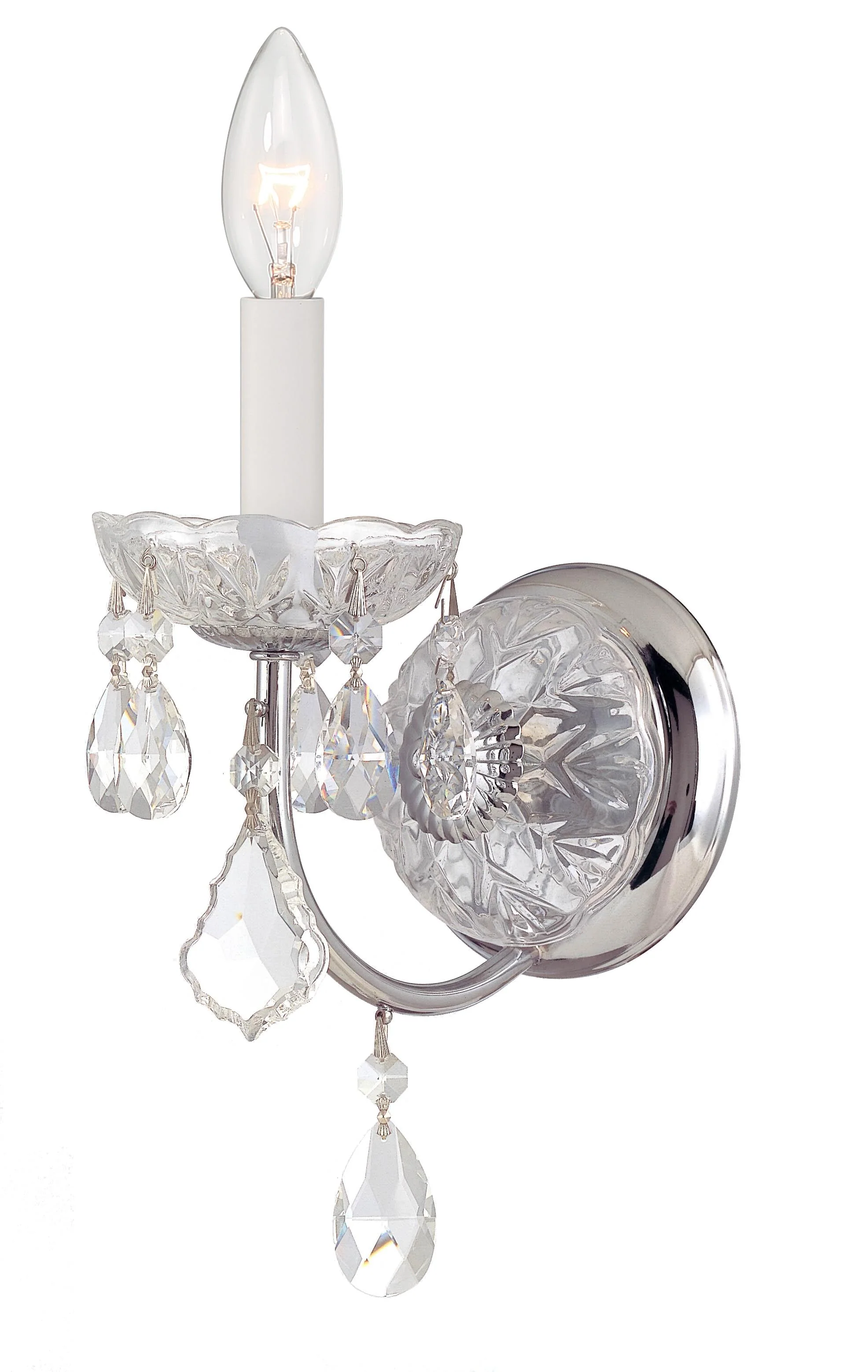 Crystorama Imperial 4.75'' Hand Cut Crystal Polished Chrome Sconce