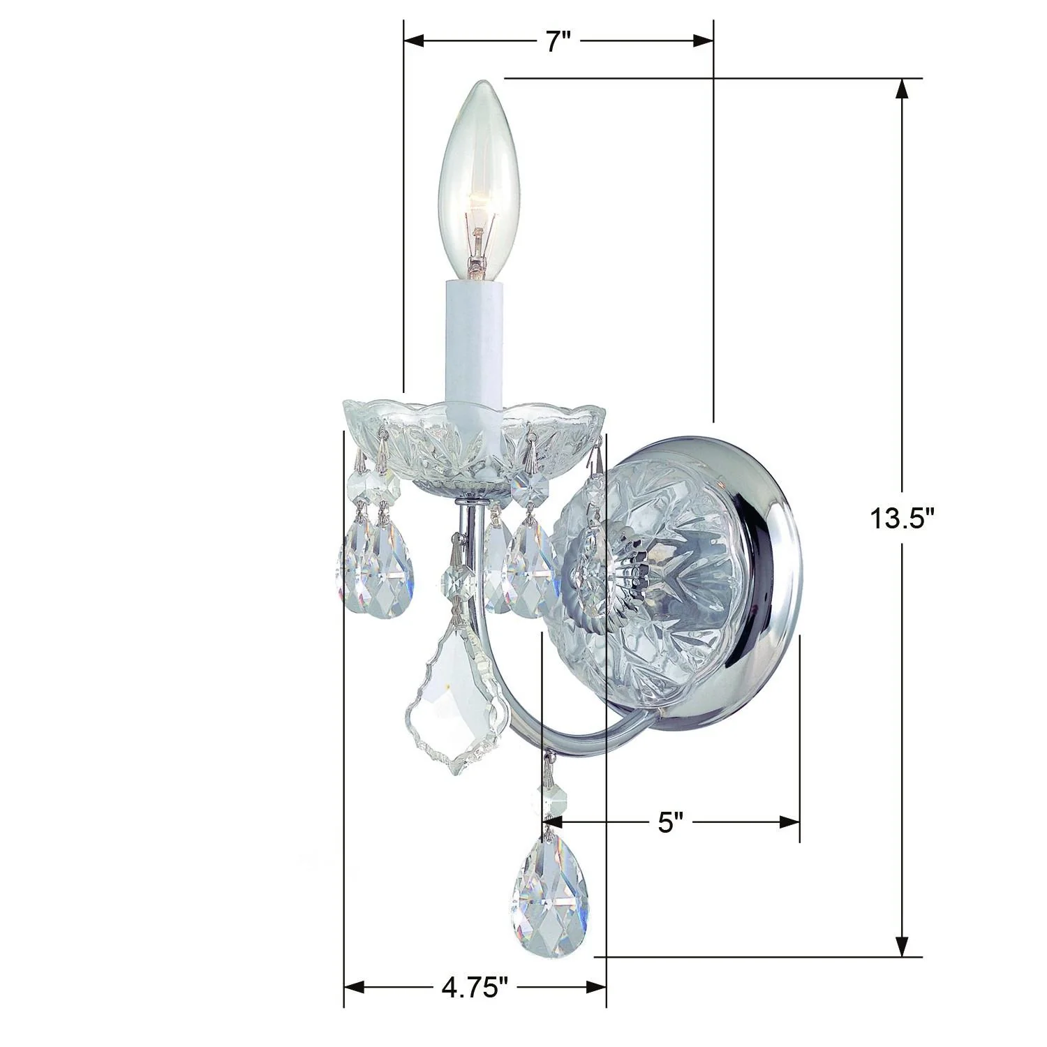 Crystorama Imperial 4.75'' Hand Cut Crystal Polished Chrome Sconce - Image 5