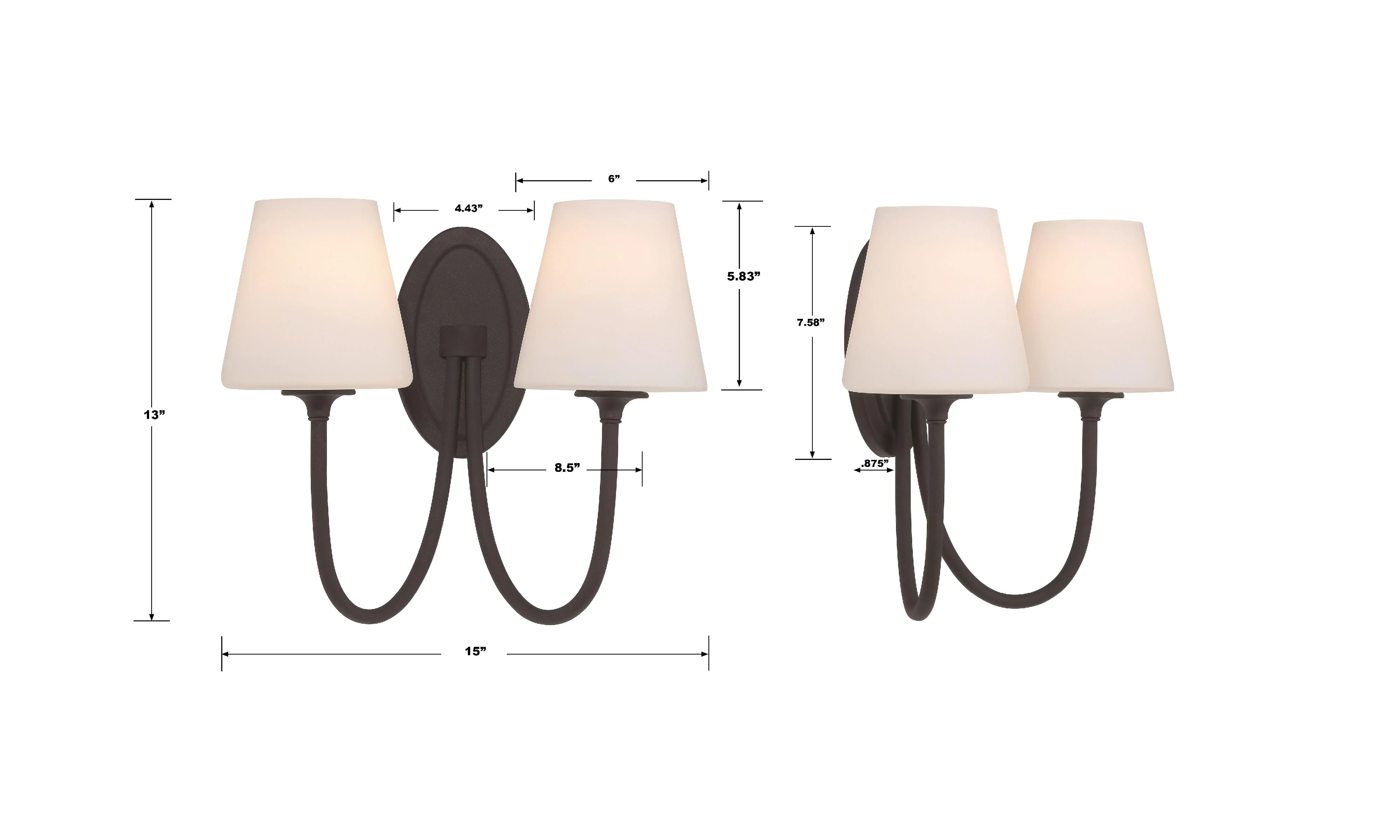Crystorama Juno 15'' Black Forged Sconce - Image 9