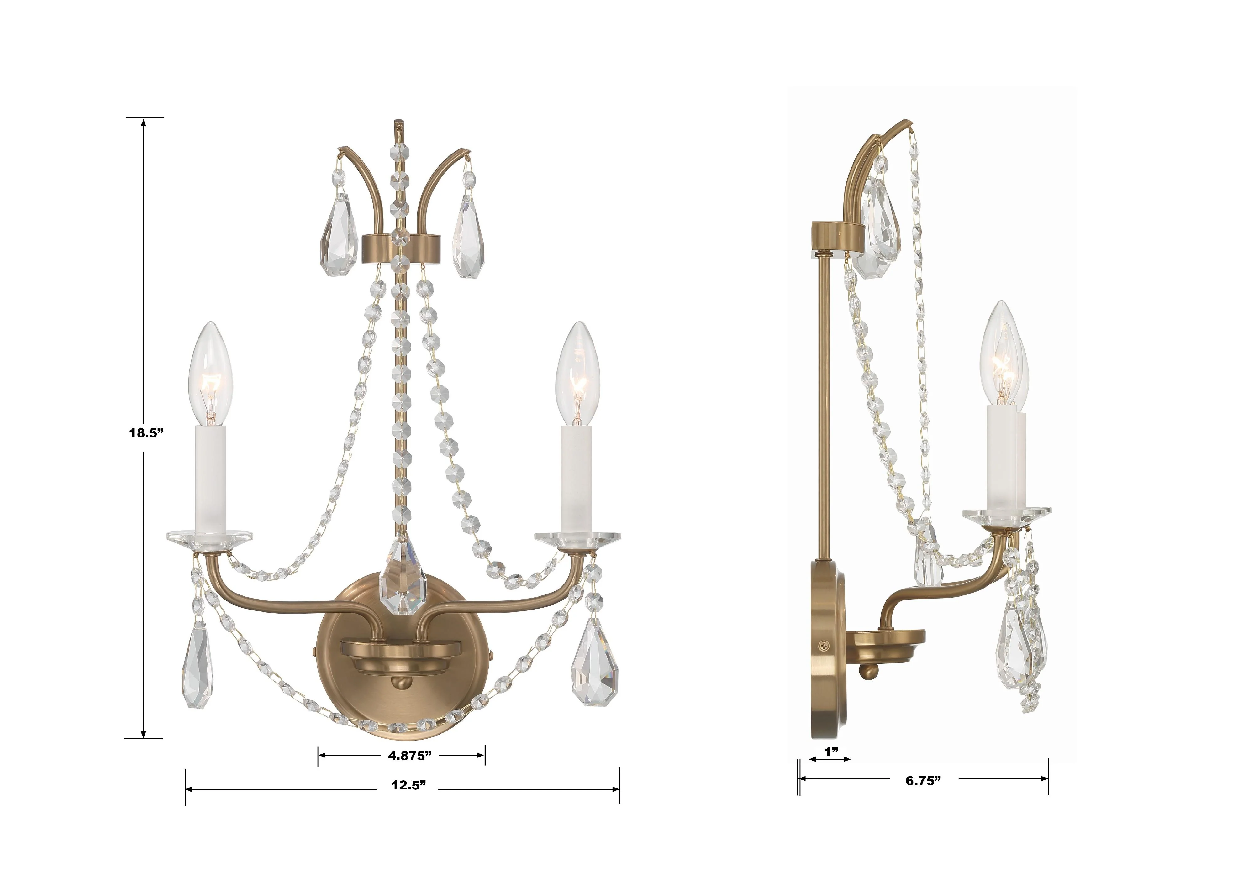 Crystorama Karrington 12.5'' Aged Brass Sconce - Image 3