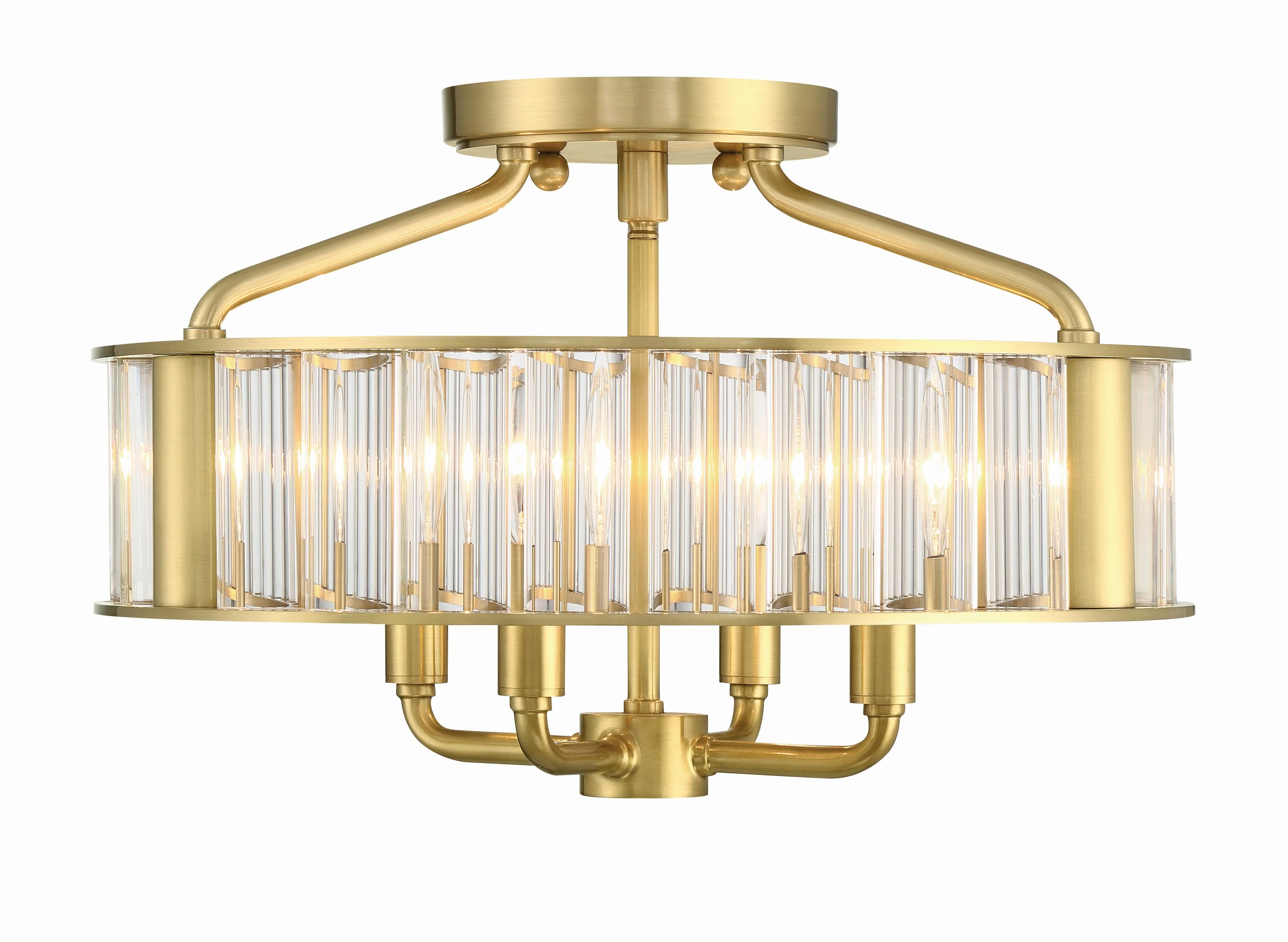 Crystorama Libby Langdon Farris 16.5'' Aged Brass Semi Flush Mount - Image 3