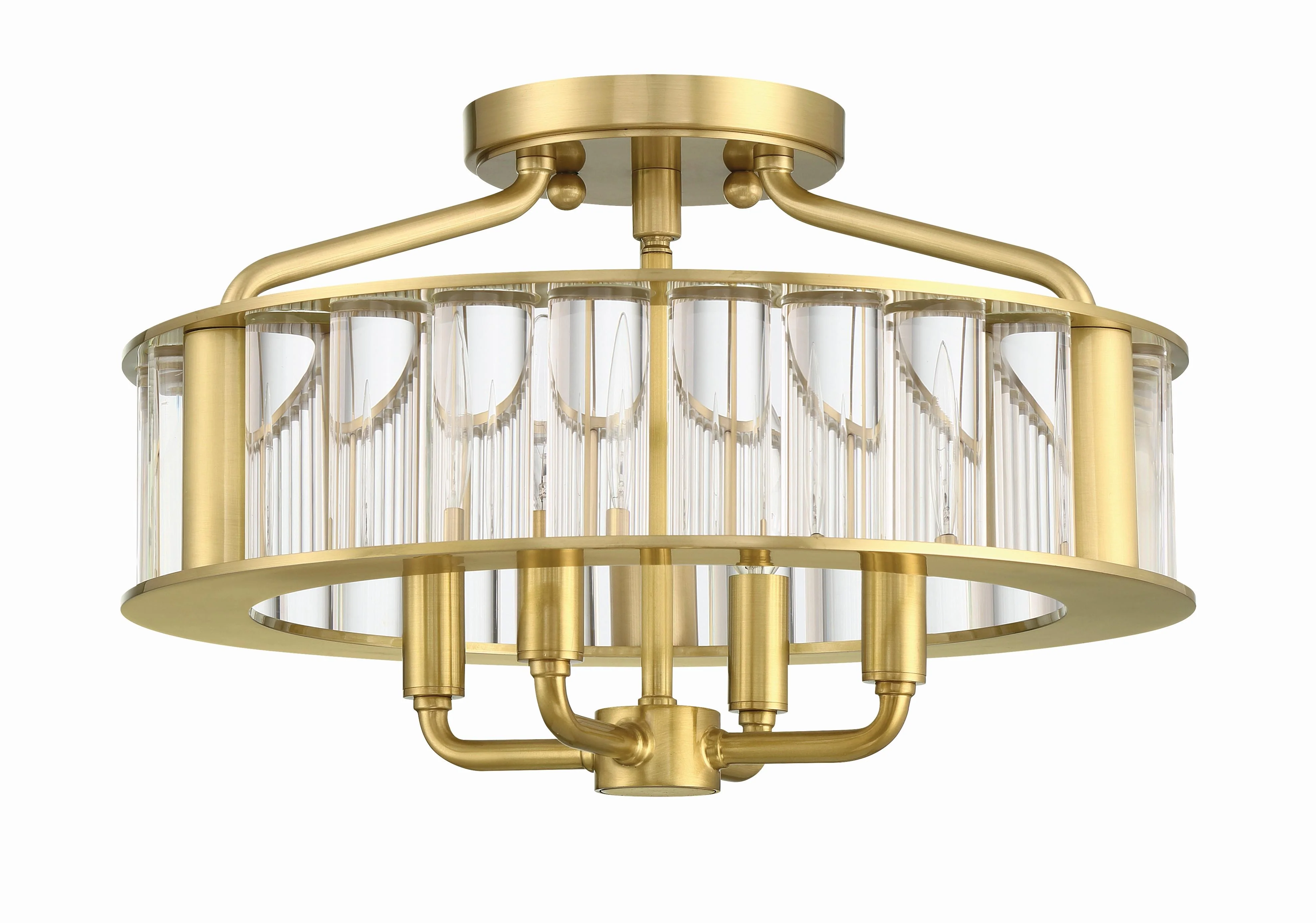 Crystorama Libby Langdon Farris 16.5'' Aged Brass Semi Flush Mount - Image 4