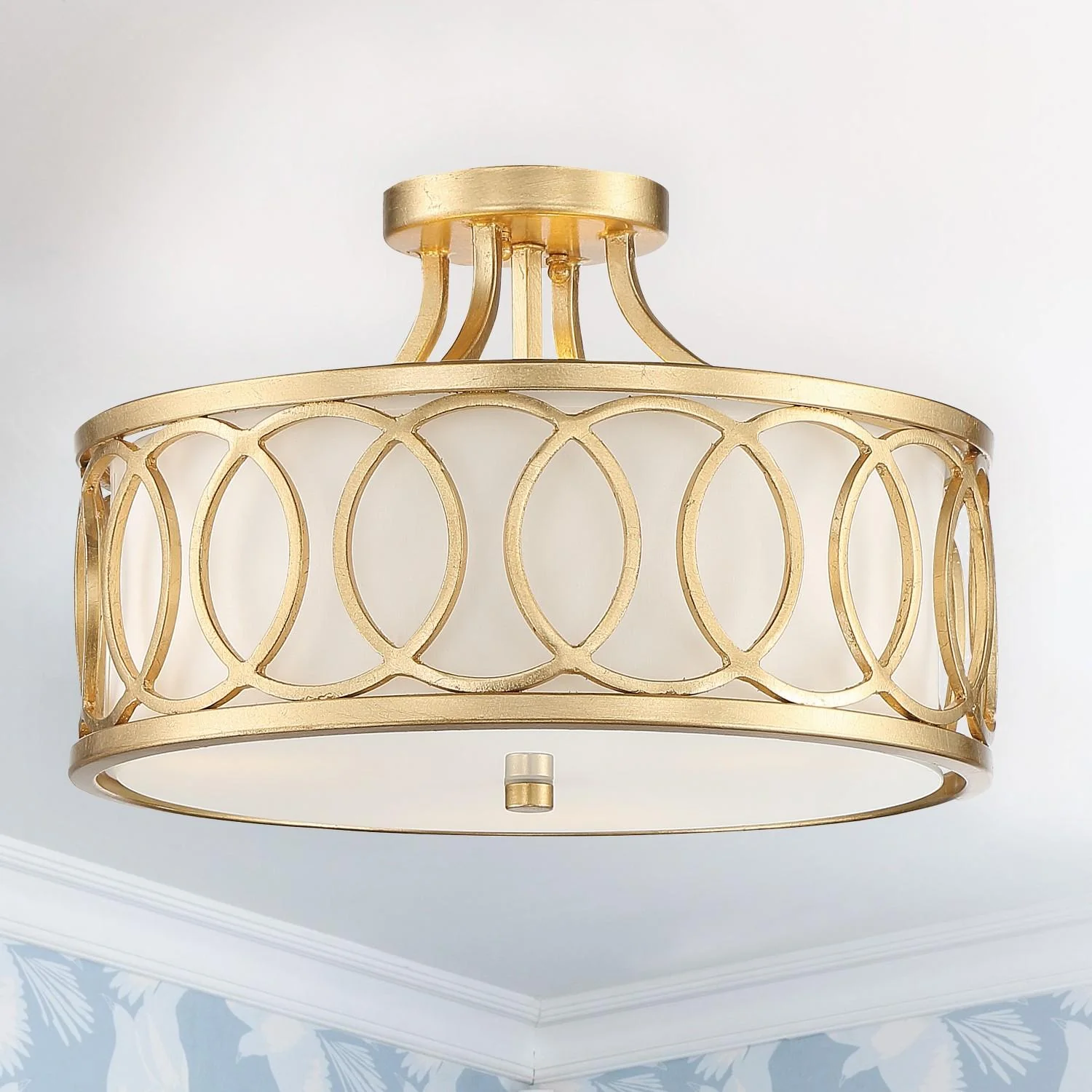 Crystorama Libby Langdon Graham 15'' Antique Gold Semi Flush Mount - Image 7