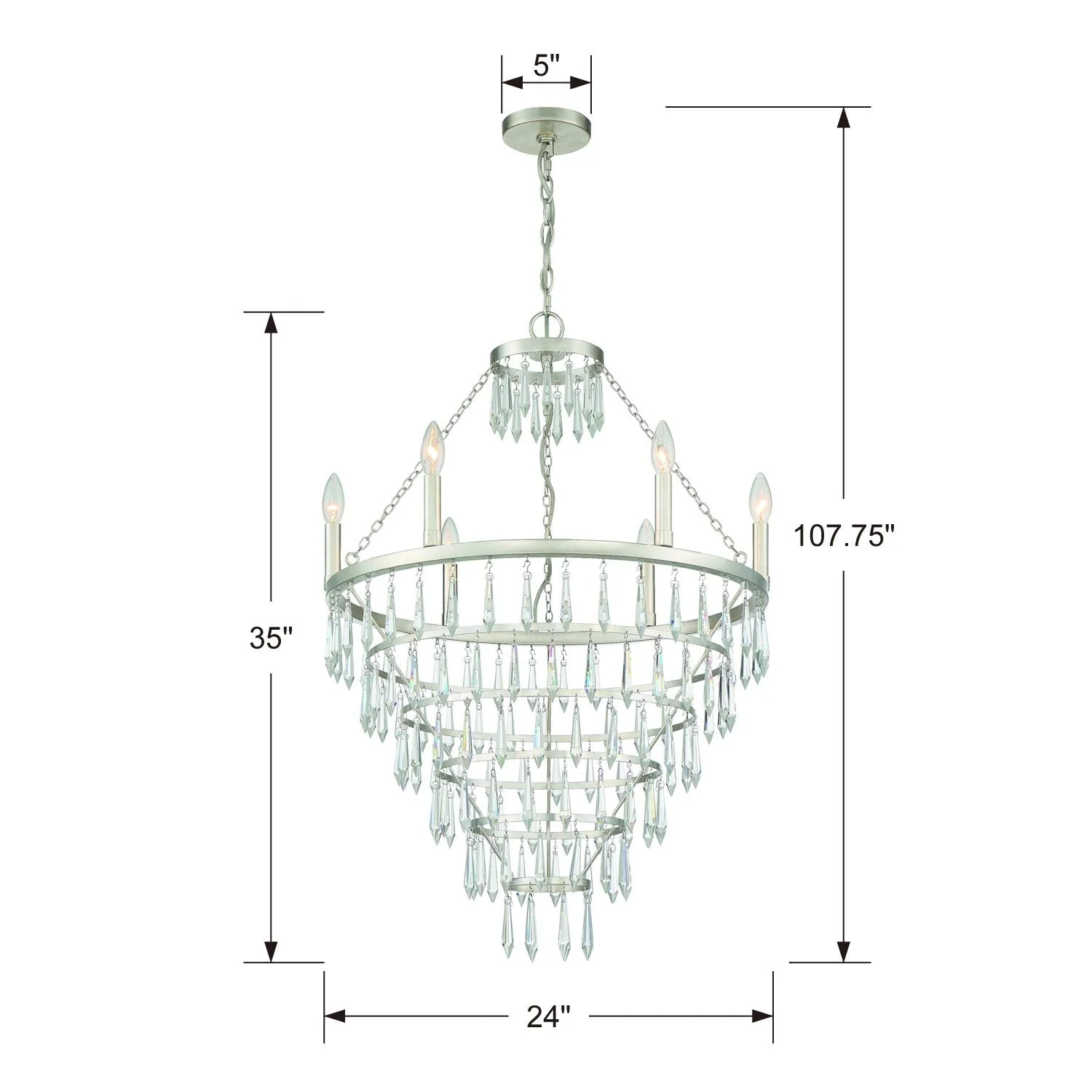 Crystorama Lucille 24'' Antique Silver Chandelier - Image 2