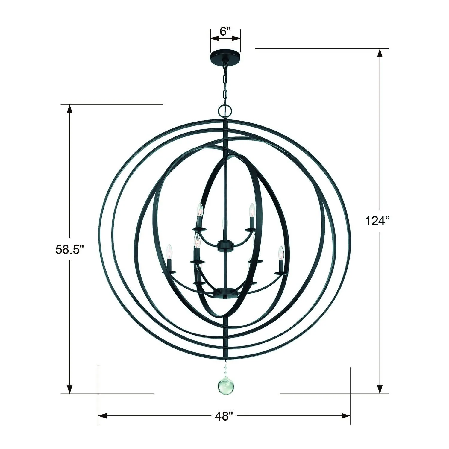 Crystorama Luna 48'' Matte Black Chandelier - Image 2