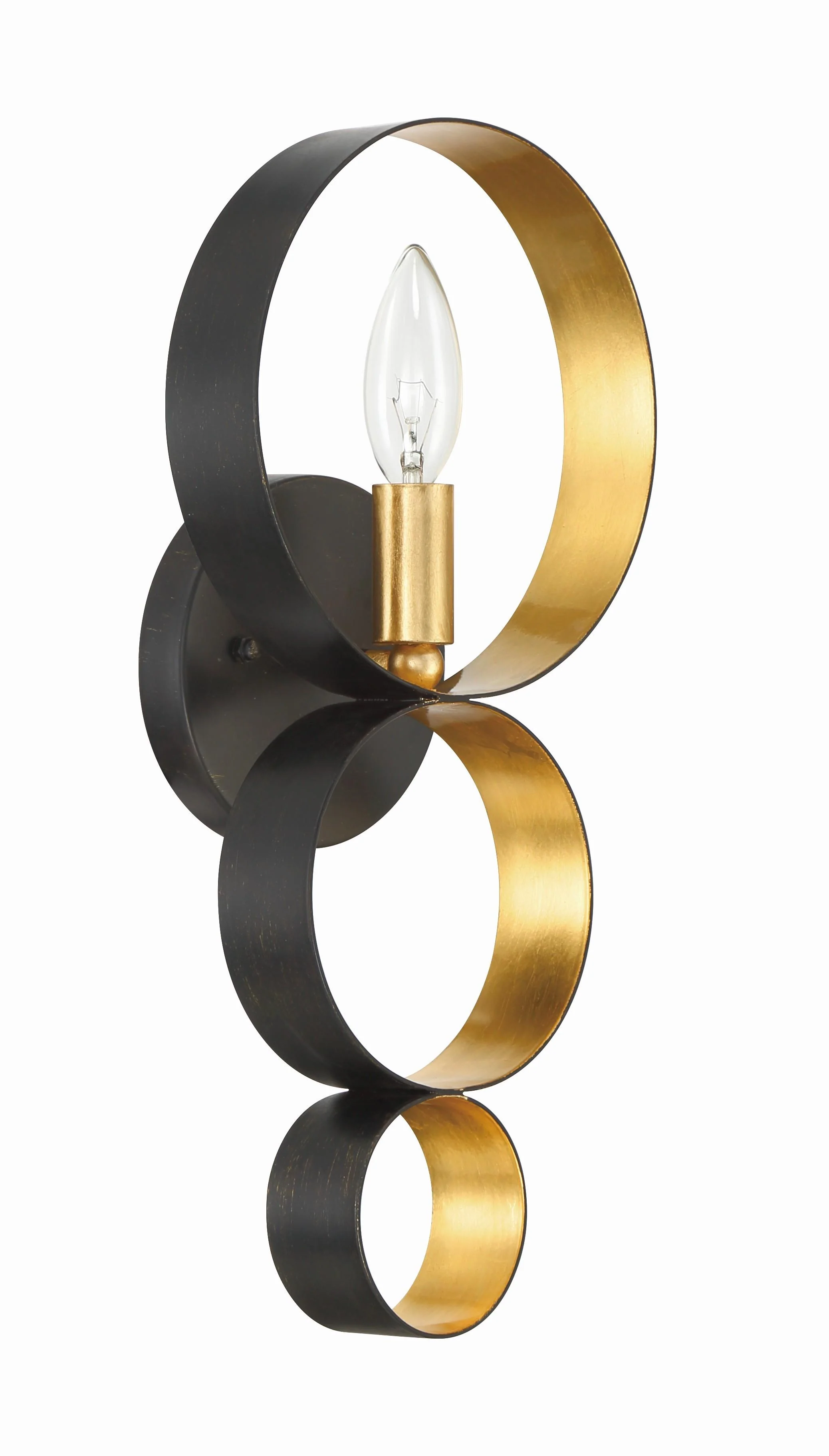 Crystorama Luna 7'' English Bronze + Antique Gold Sconce - Image 2