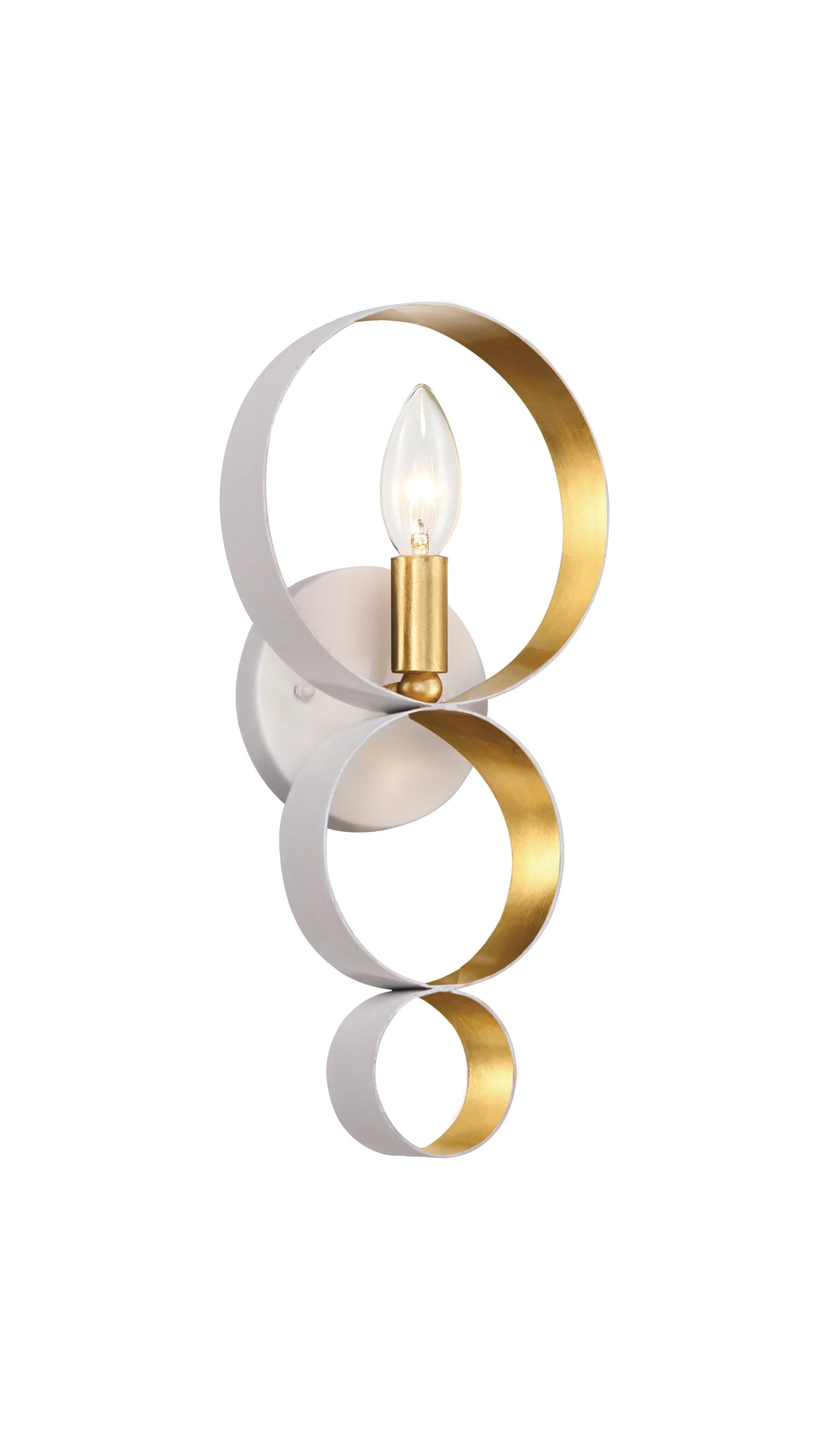 Crystorama Luna 7'' Matte White + Antique Gold Sconce