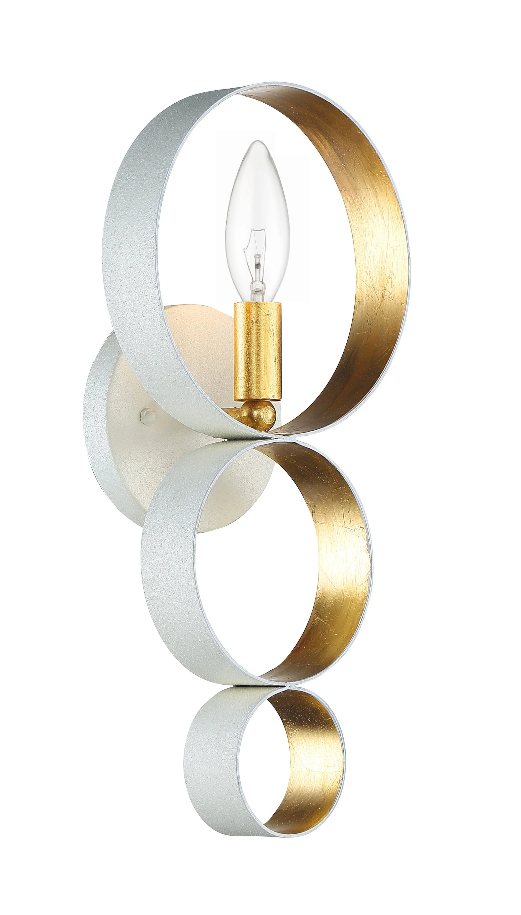 Crystorama Luna 7'' Matte White + Antique Gold Sconce - Image 2