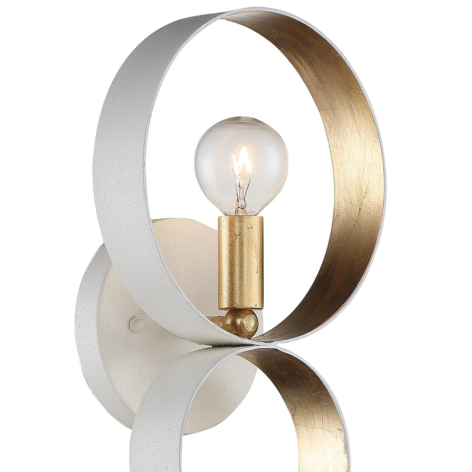Crystorama Luna 7'' Matte White + Antique Gold Sconce - Image 4