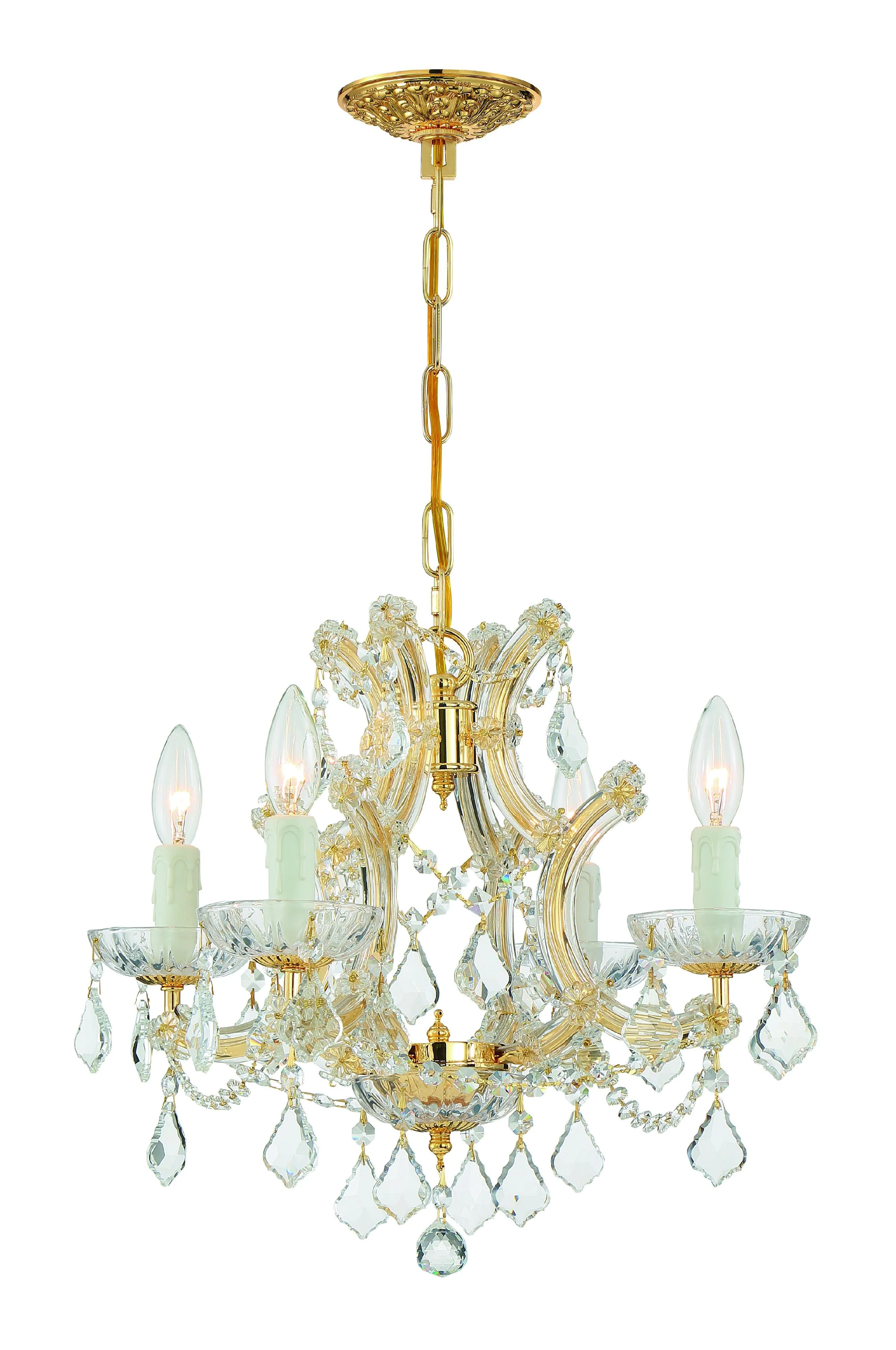 Crystorama Maria Theresa 16.5'' Italian Crystal Gold Chandelier