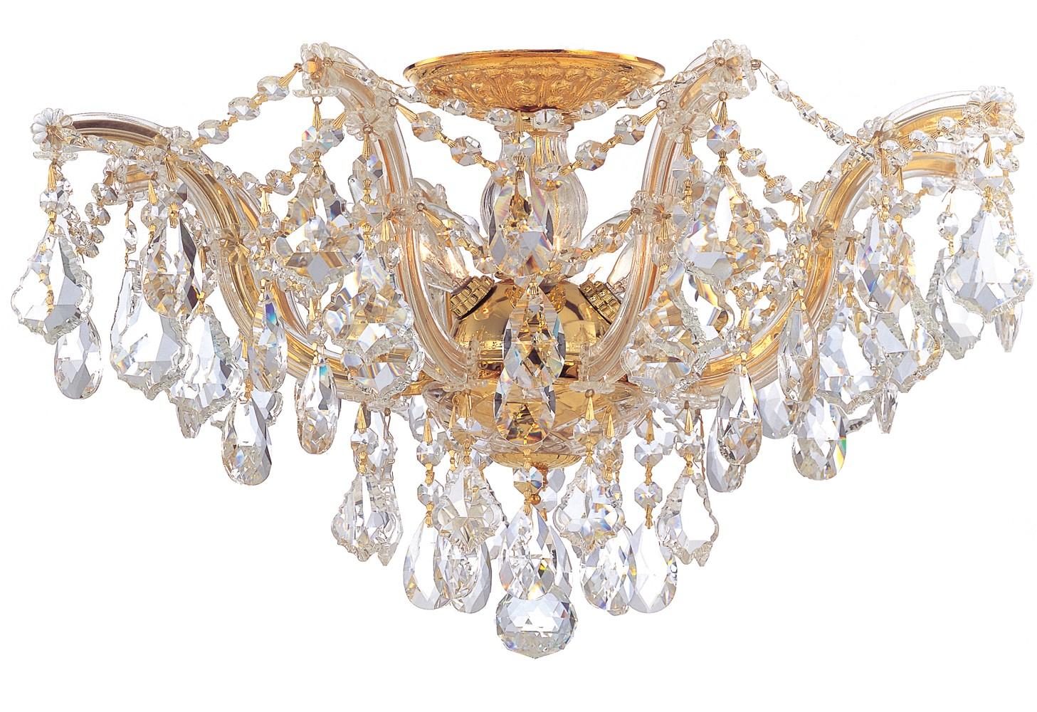 Crystorama Maria Theresa 19'' Hand Cut Crystal Gold Semi Flush Mount