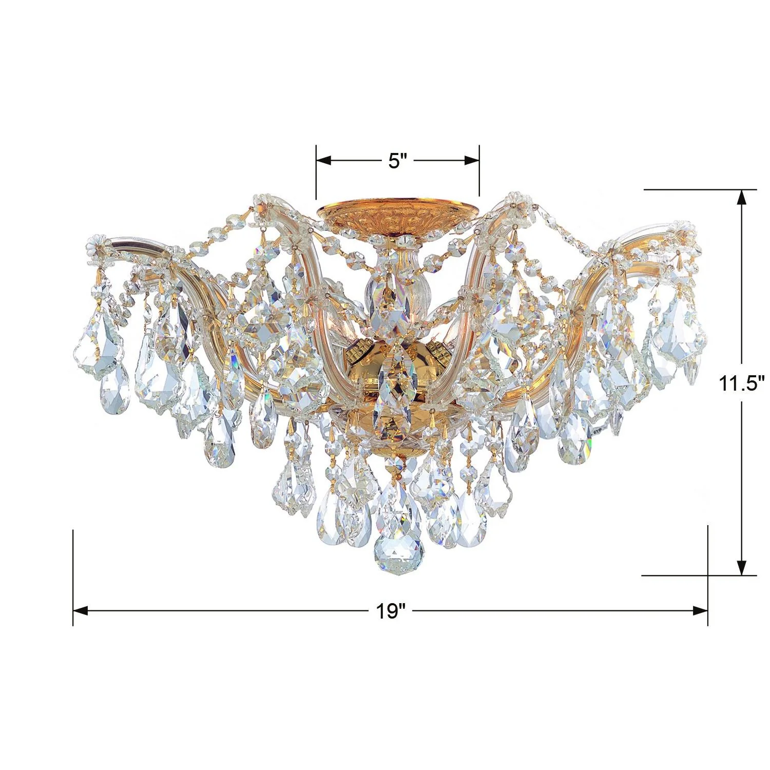 Crystorama Maria Theresa 19'' Swarovski Strass Crystal Gold Semi Flush Mount - Image 2