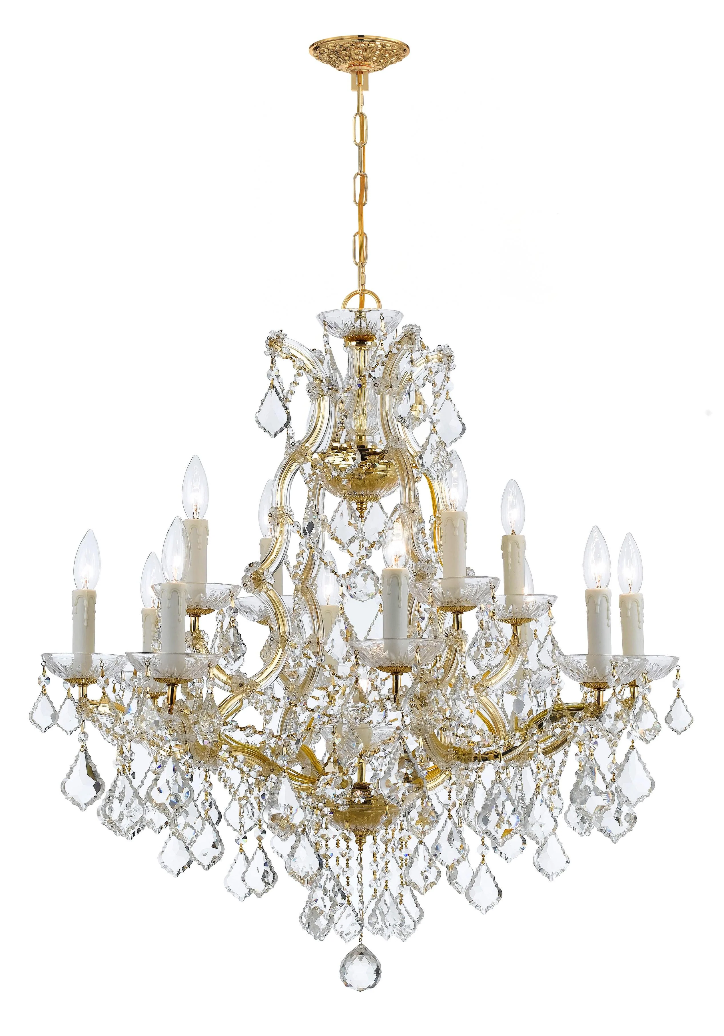 Crystorama Maria Theresa 28'' Italian Crystal Gold Chandelier