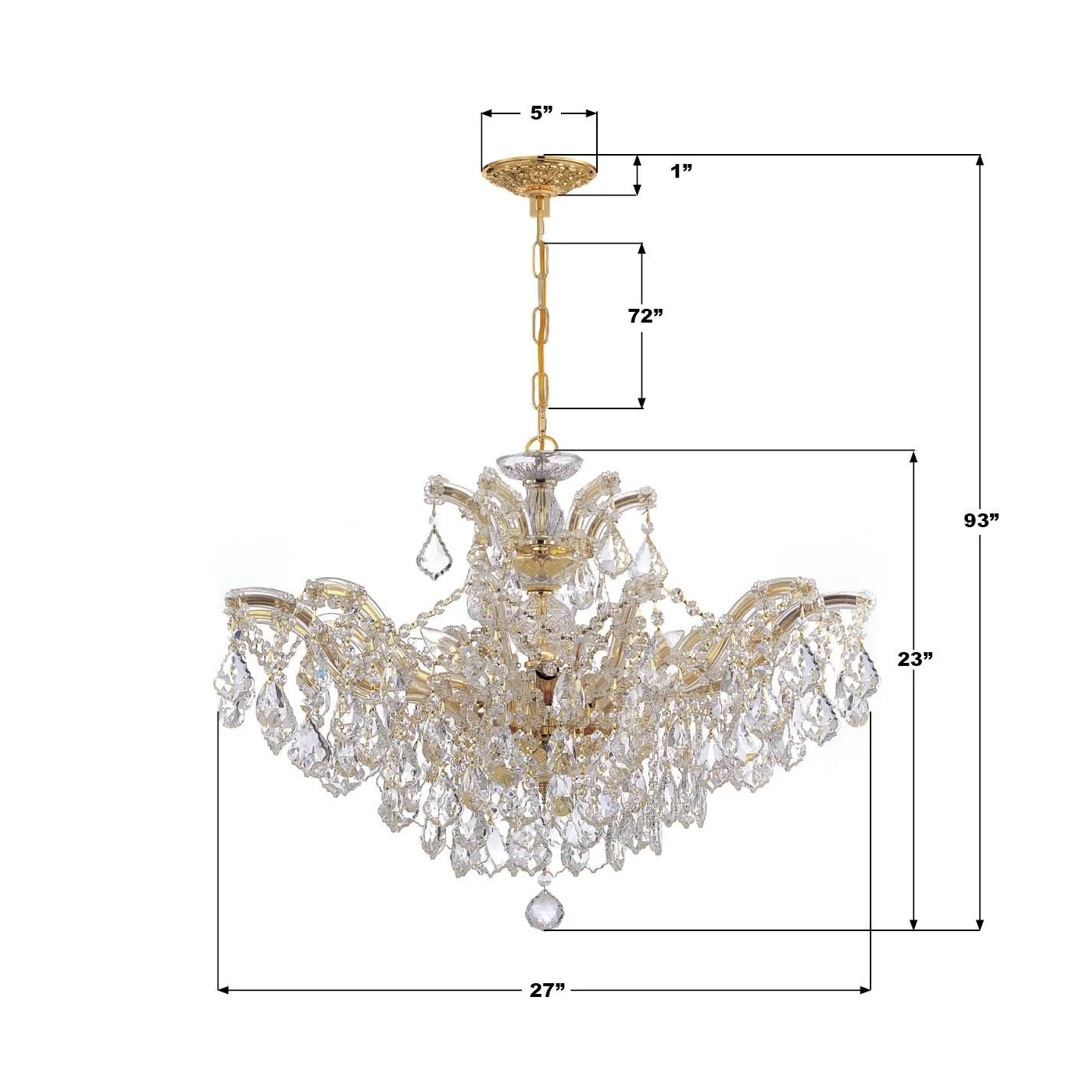 Crystorama Maria Theresa 29'' Hand Cut Crystal Gold Chandelier - Image 5