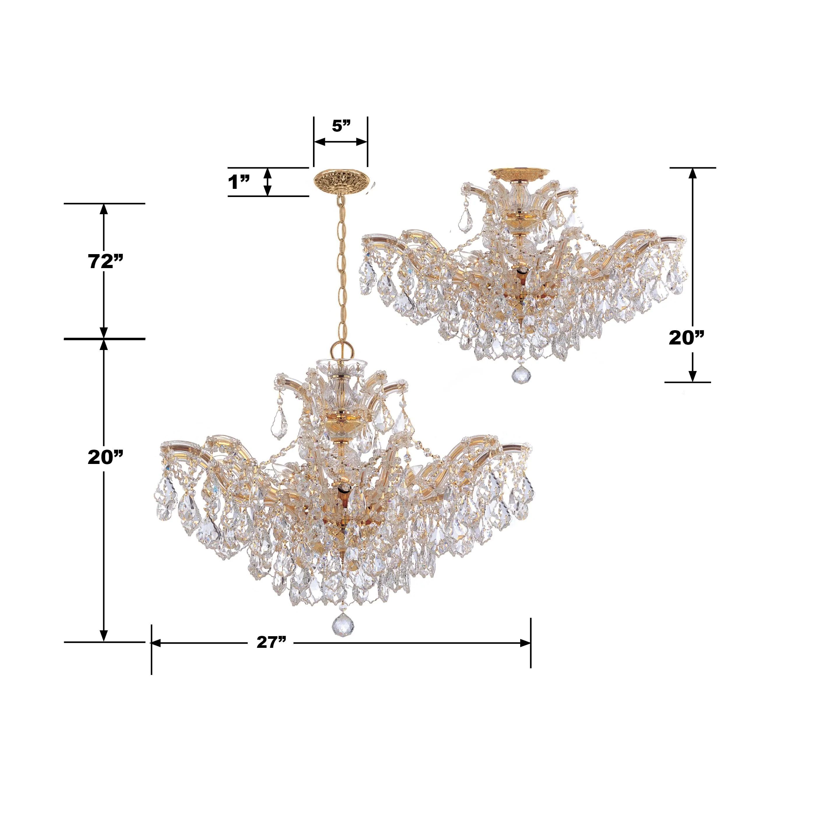 Crystorama Maria Theresa 29'' Swarovski Strass Crystal Gold Semi Flush Mount - Image 3
