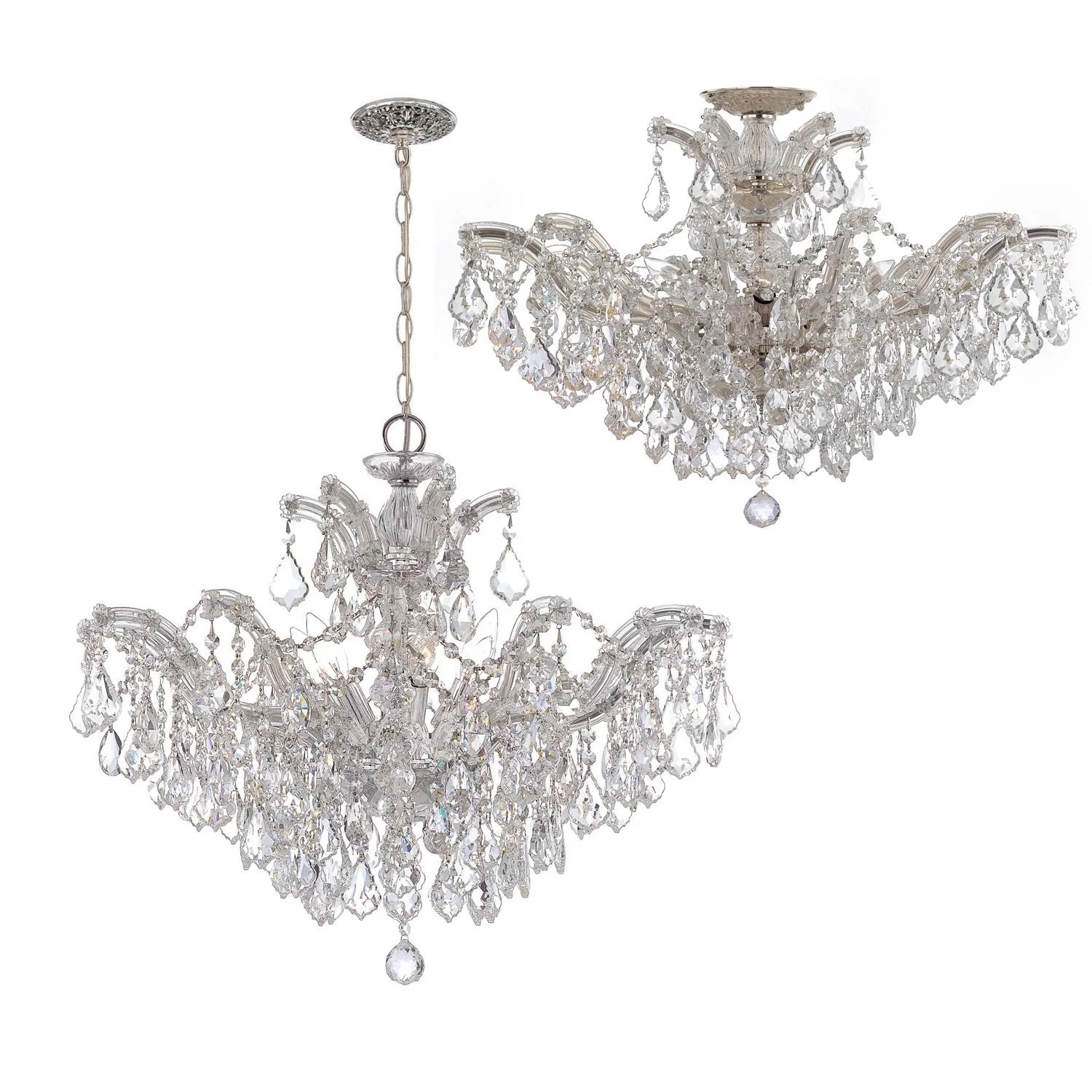 Crystorama Maria Theresa 29'' Swarovski Strass Crystal Polished Chrome Semi Flush Mount - Image 3