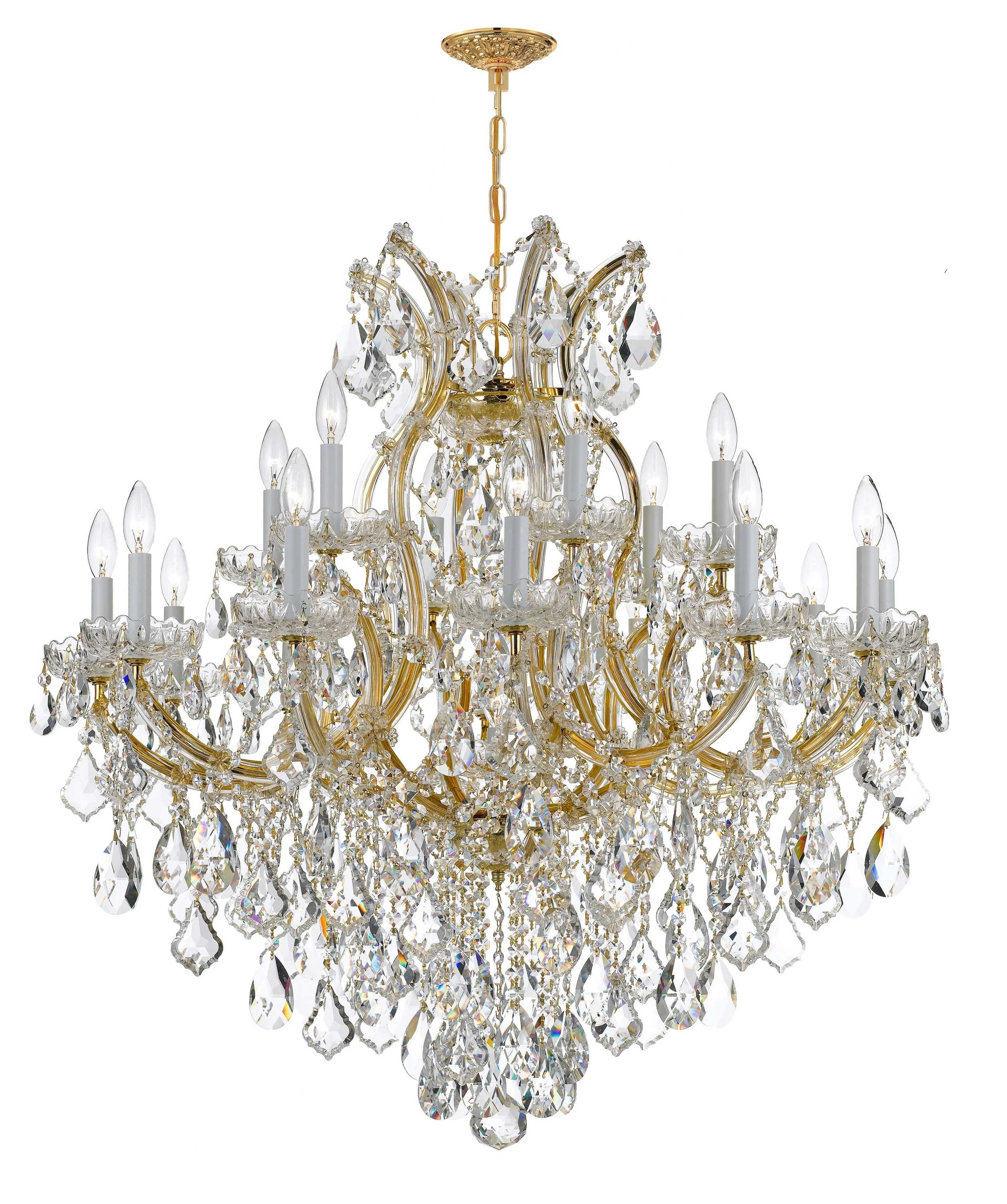 Crystorama Maria Theresa 38'' Swarovski Strass Crystal Gold Chandelier