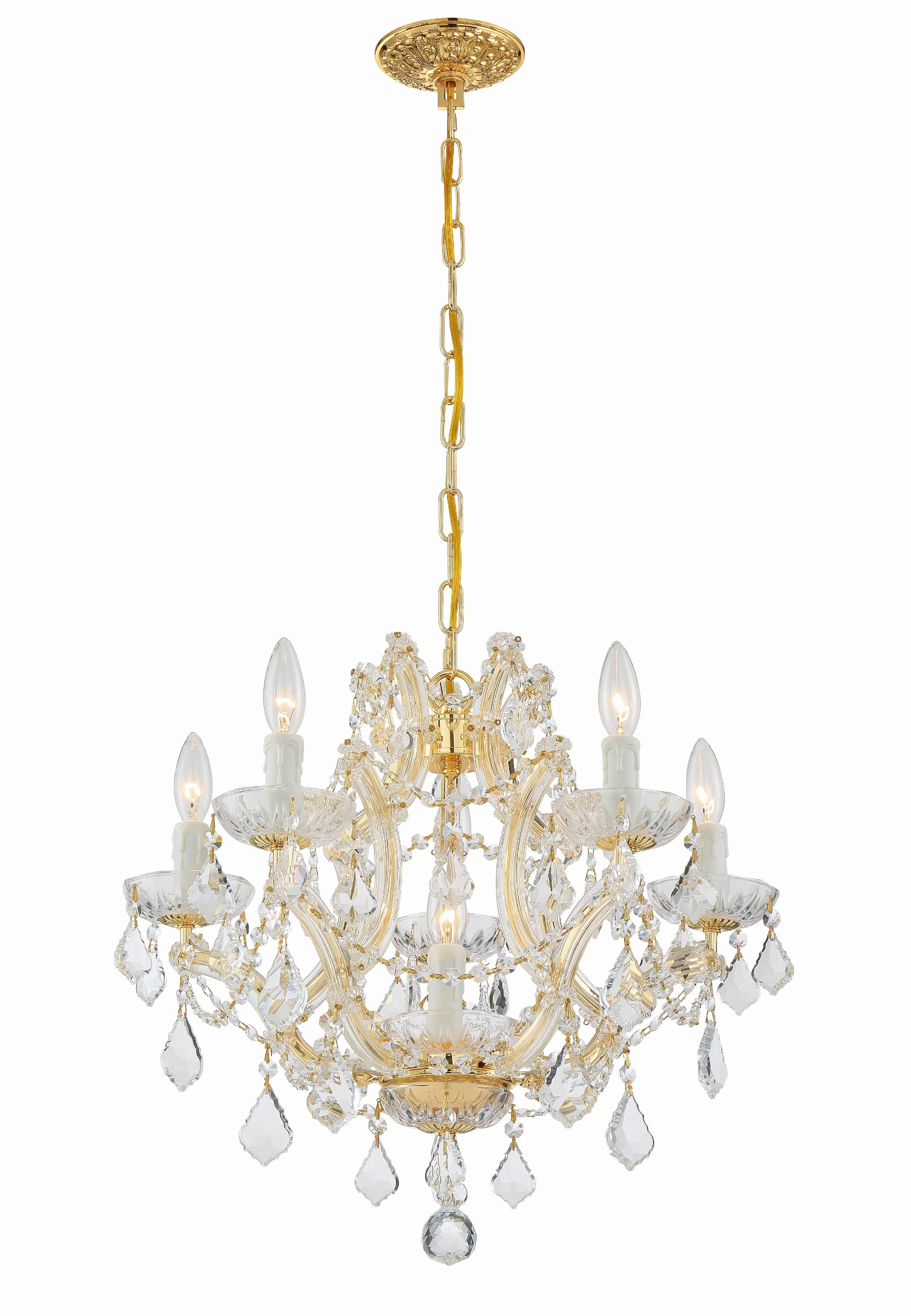 Crystorama Maria Theresa 6 Light Hand Cut Crystal Gold Chandelier - Image 2