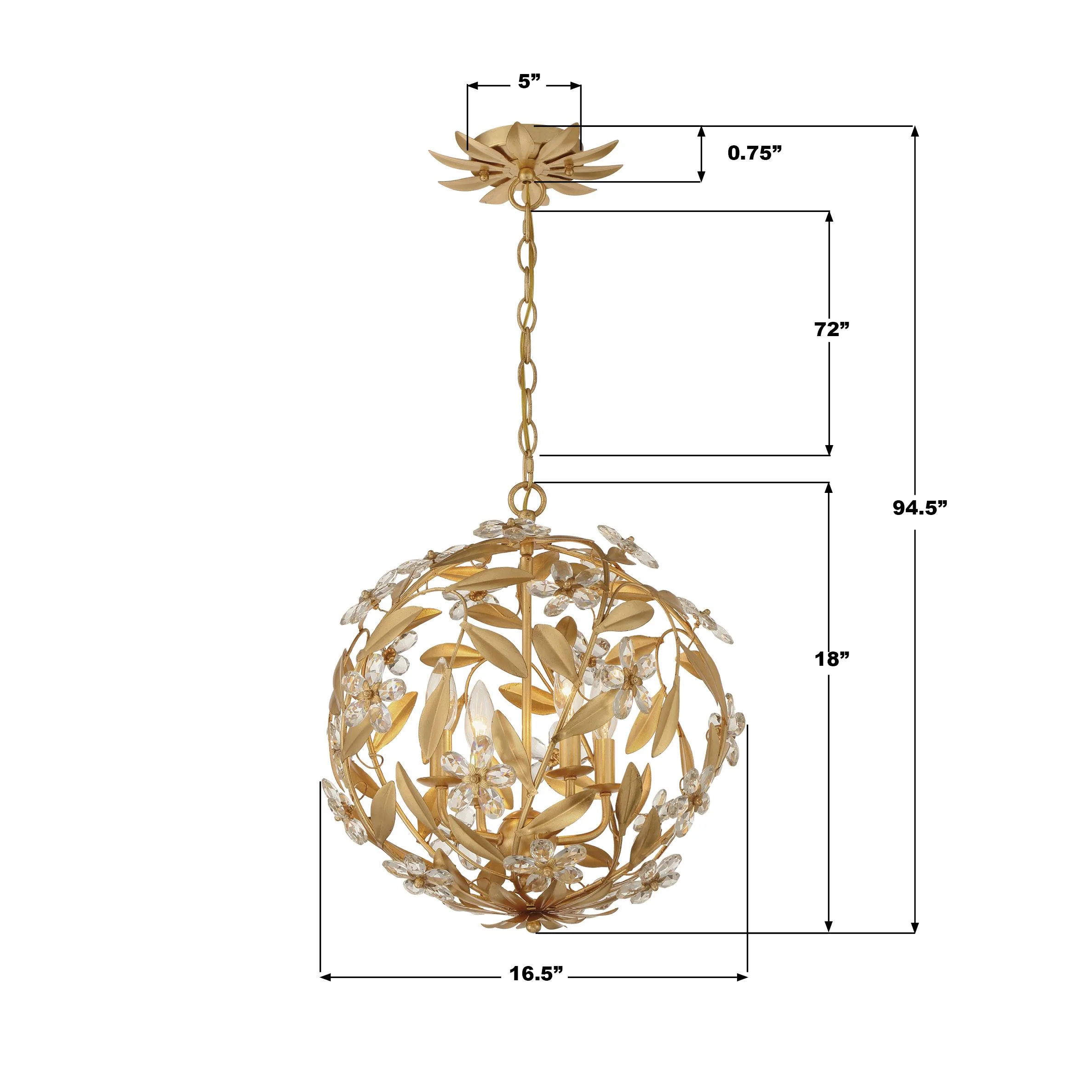 Crystorama Marselle 16.5'' Antique Gold Chandelier - Image 2