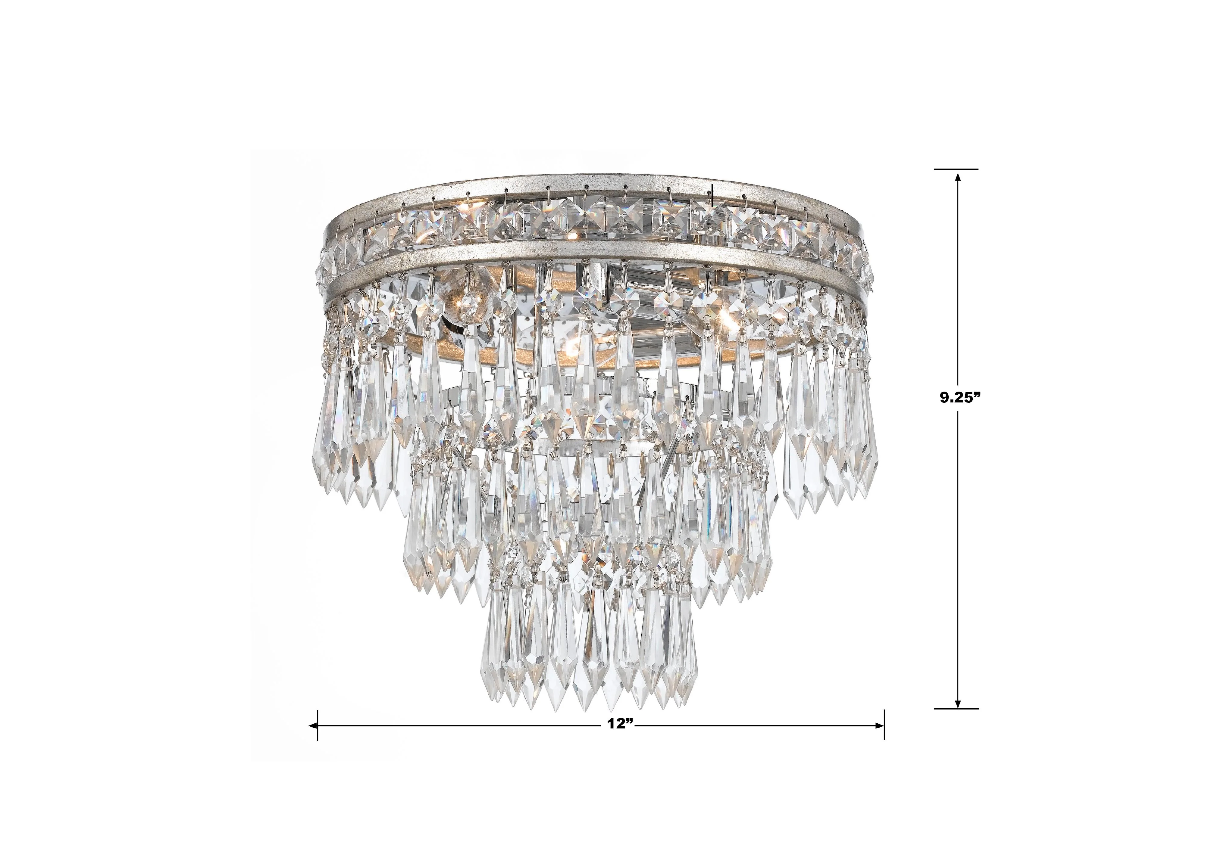Crystorama Mercer 12'' Hand Cut Crystal Olde Silver Flush Mount - Image 2