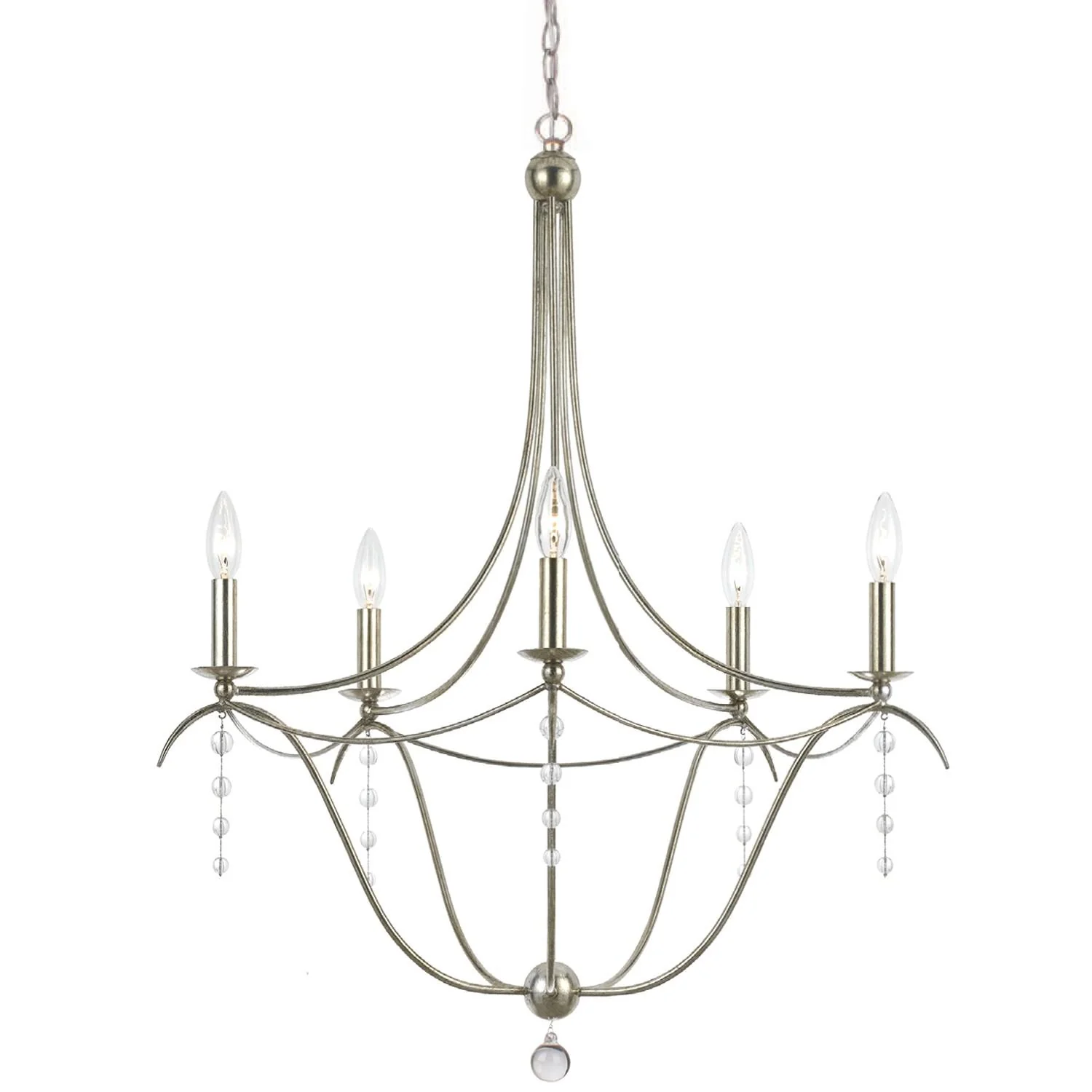 Crystorama Metro 5 Light Crystal Antique Silver Chandelier