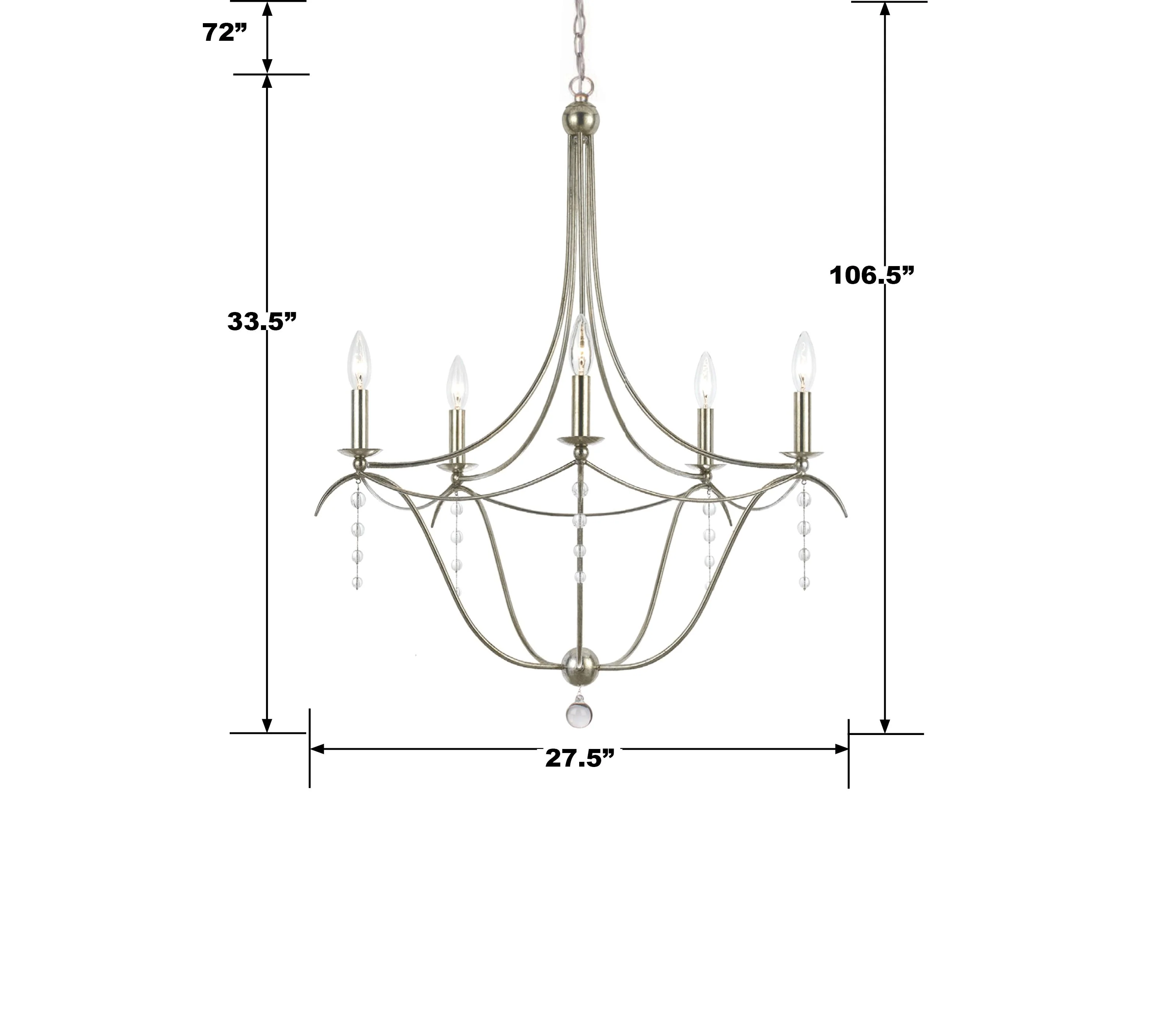 Crystorama Metro 5 Light Crystal Antique Silver Chandelier - Image 2